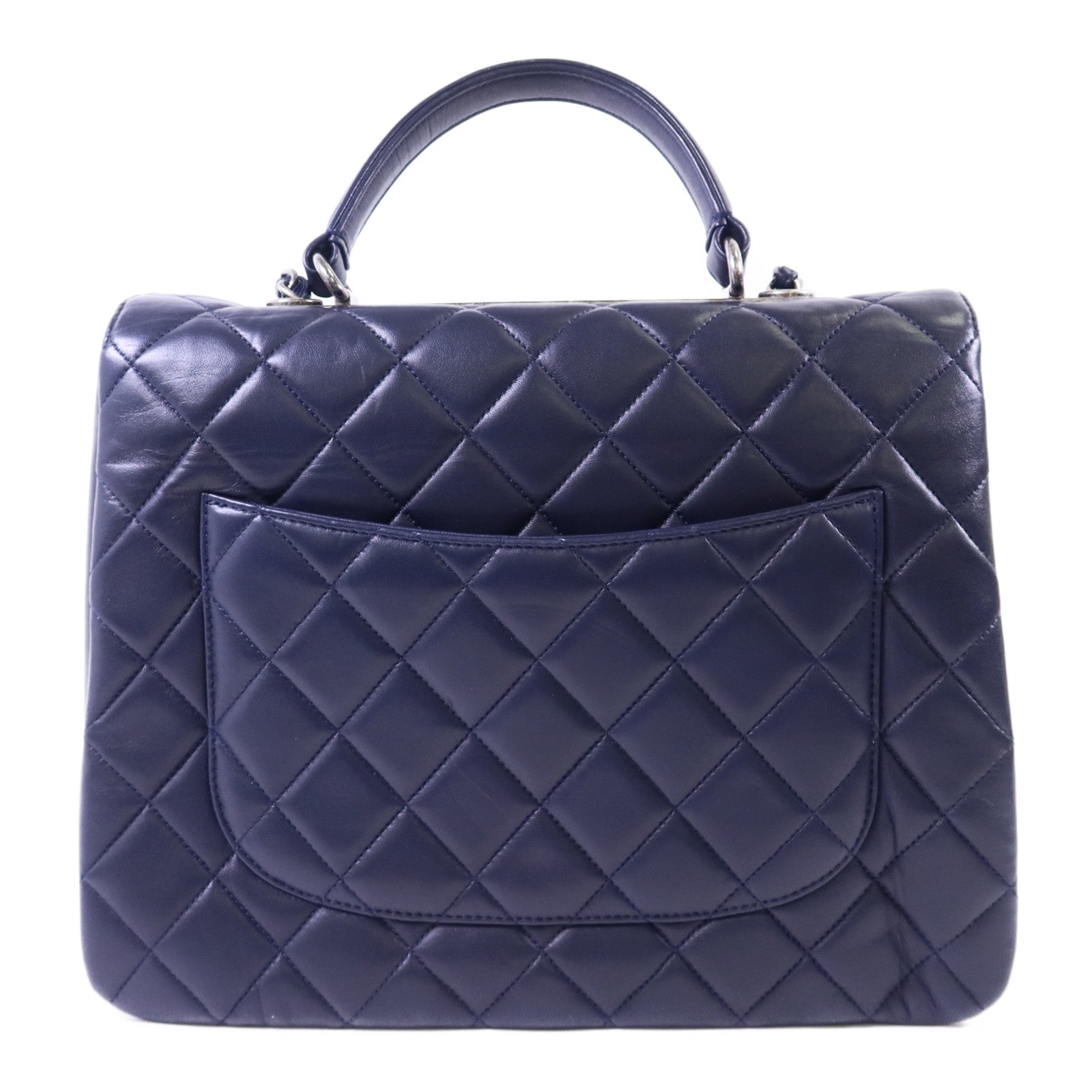 CHANEL 羊皮皮革Large Trendy CC銀扣鏈帶手挽肩背兩用袋