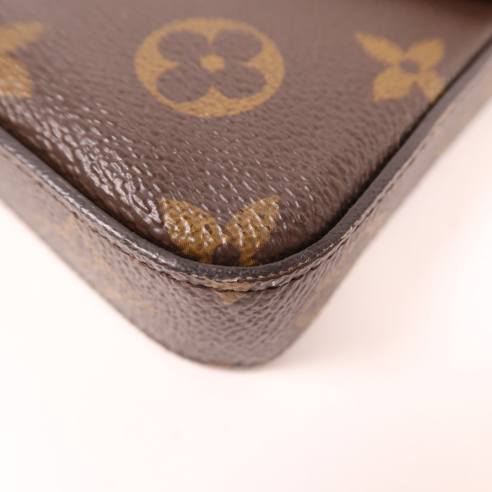 LOUIS VUITTON Monogram Pochette Felicie金扣鏈帶肩背袋棕色