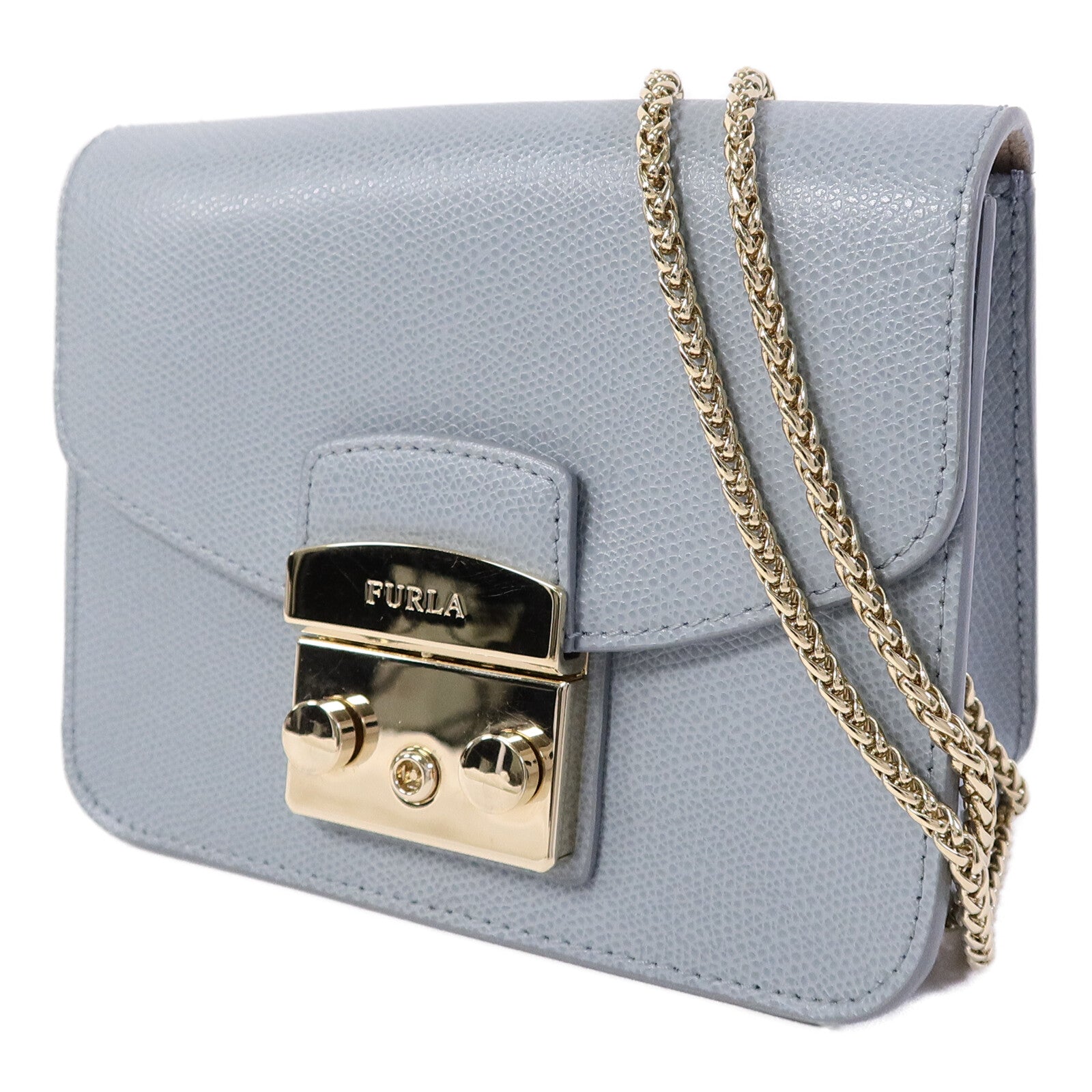 Furla 牛皮皮革Chain Shoulder鏈帶肩背袋