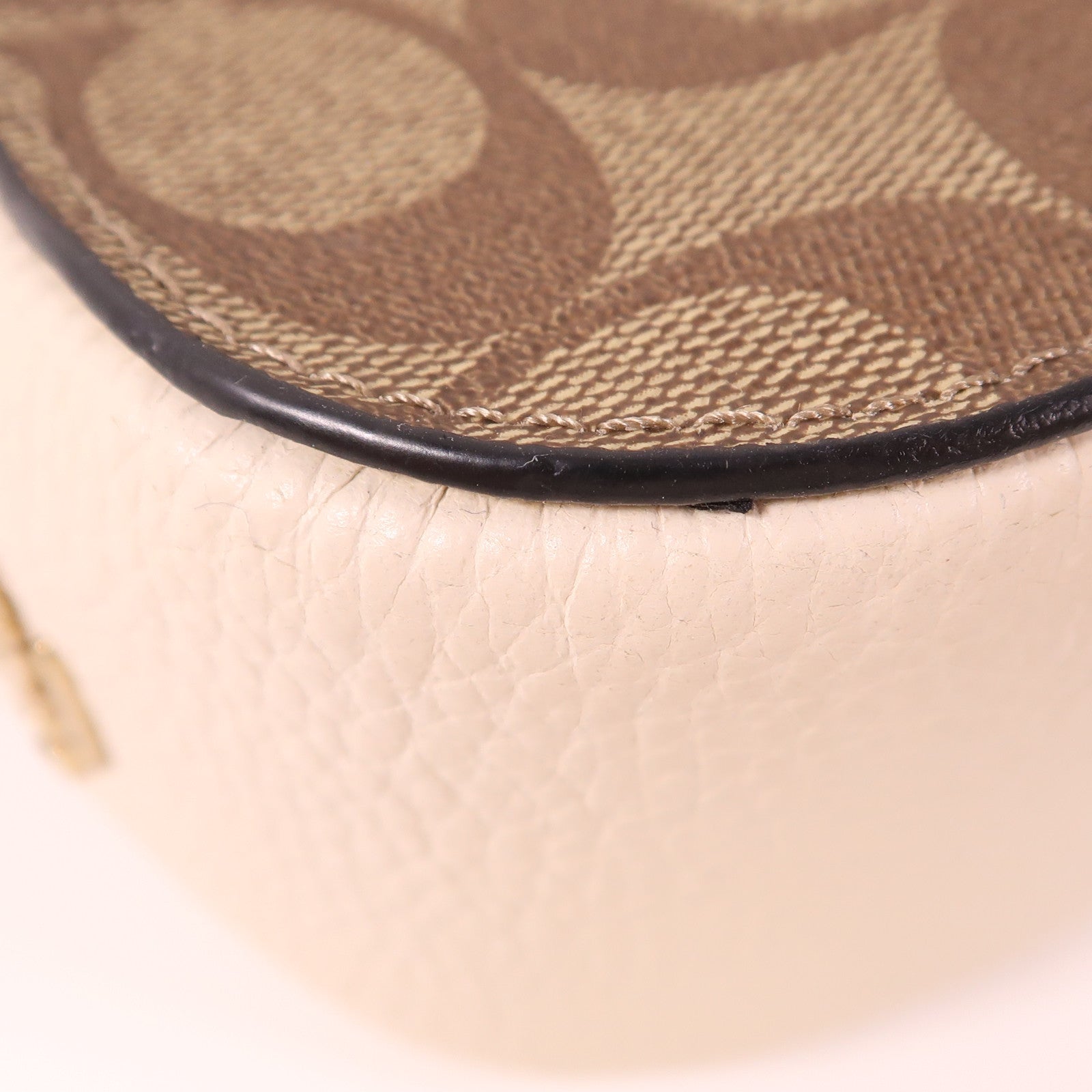 COACH GHW 2 Way Bag Coated Canvas Brown/White