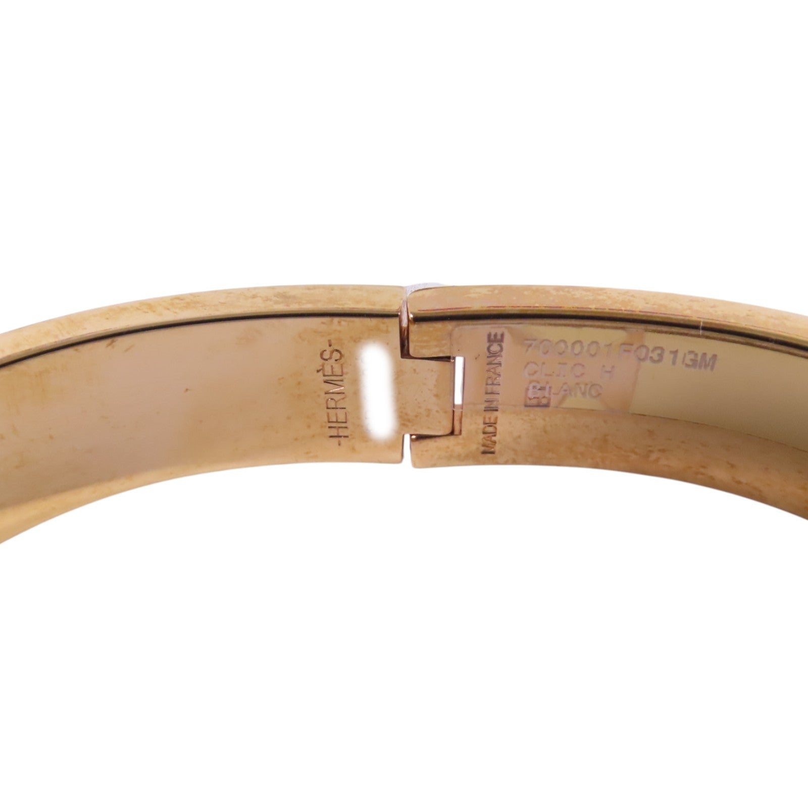 HERMES SHW Clic H Bracelet Bangle Metal Enamel White