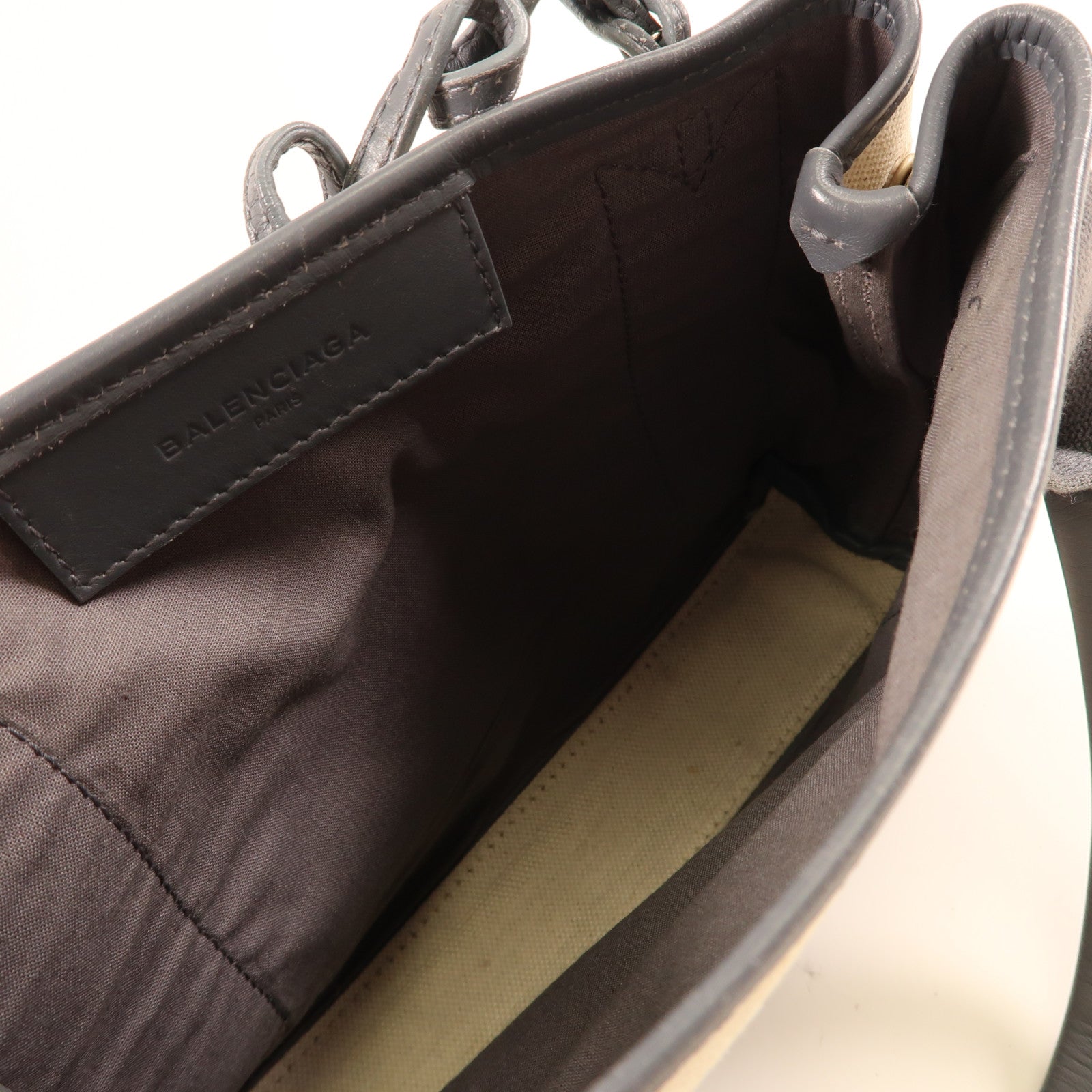 BALENCIAGA 帆布Cabas XS銀扣手挽肩背兩用袋