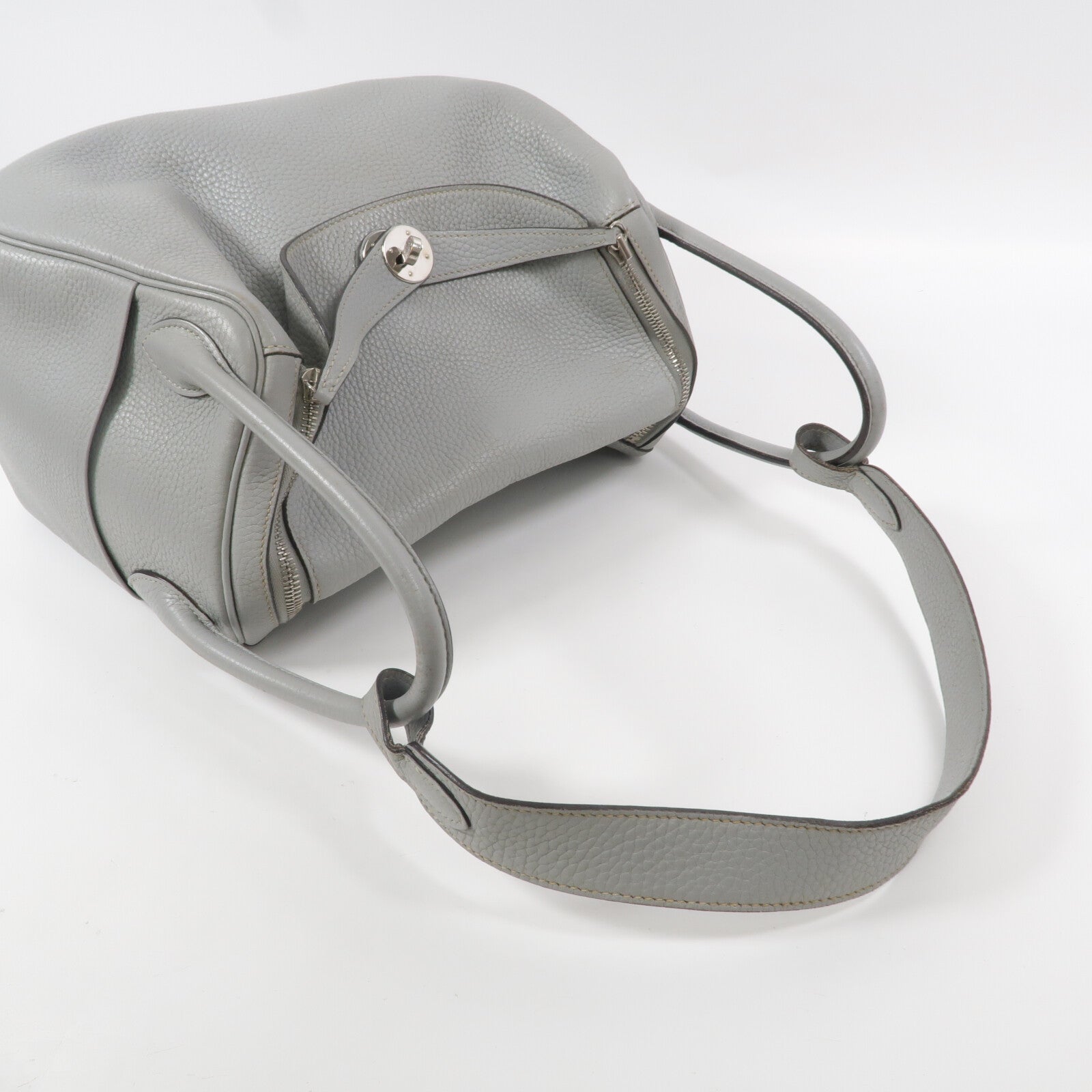 HERMES Clemence皮革Lindy 30手挽肩背兩用袋Bleu Pale