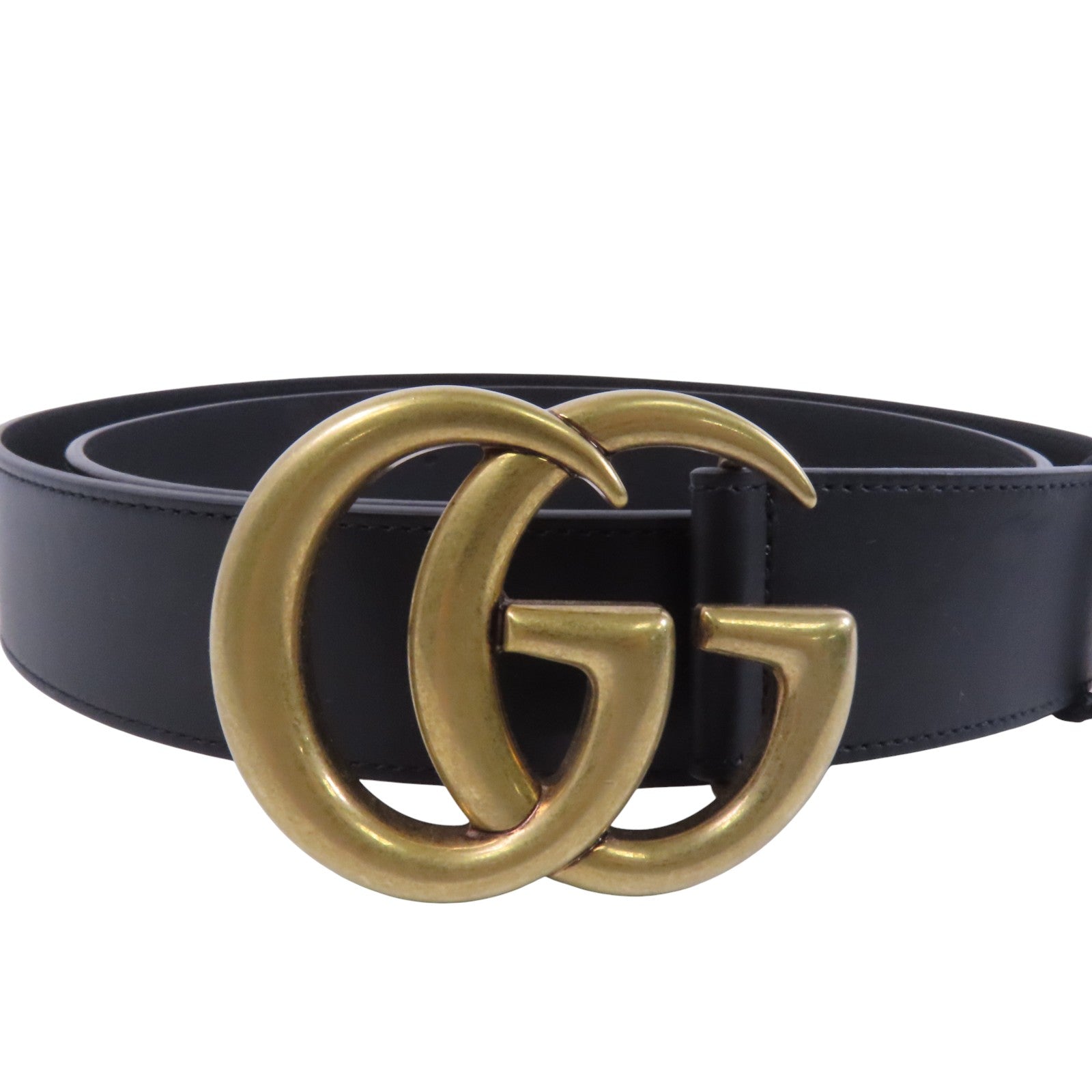 GUCCI 牛皮皮革GG Marmont Wide Belt金扣皮帶