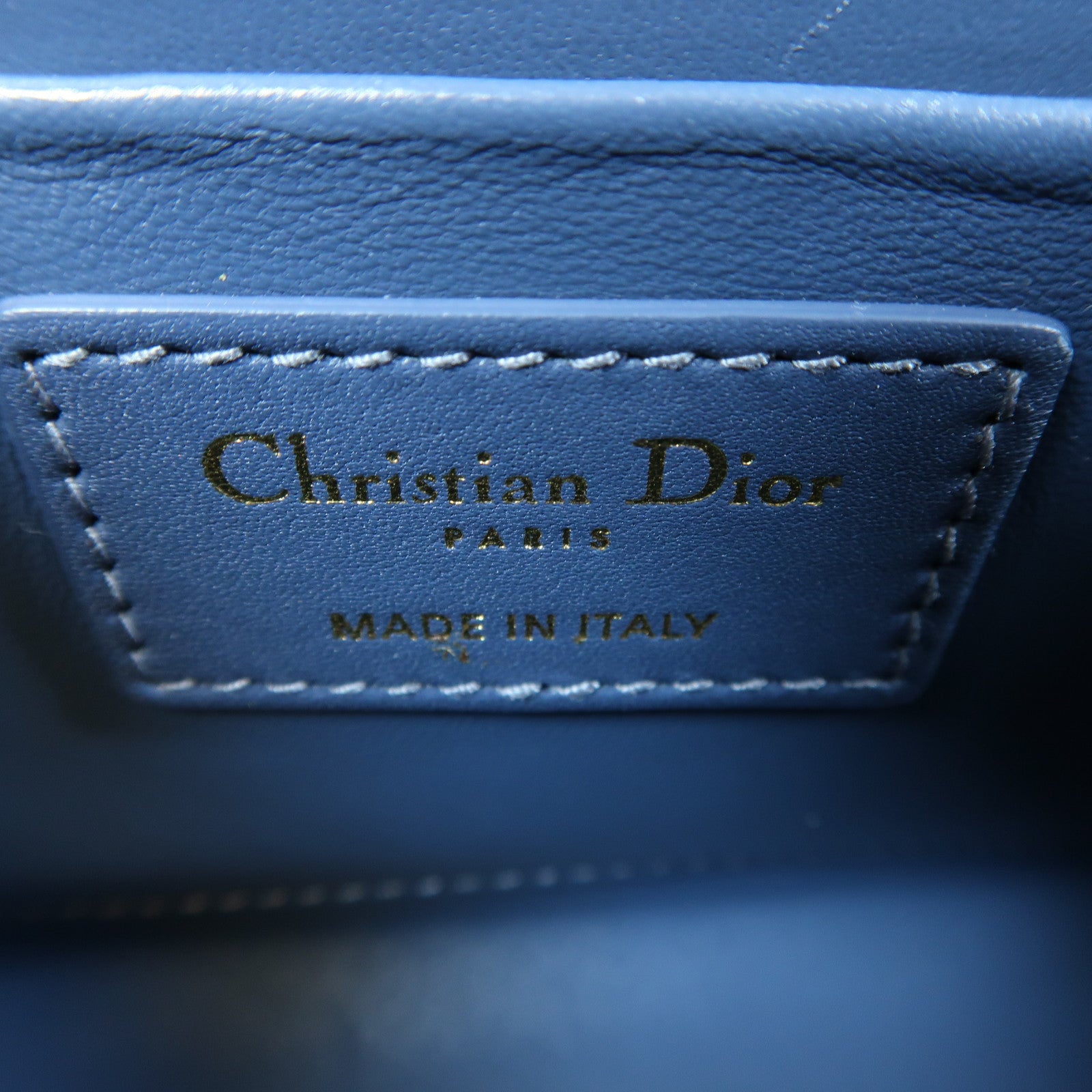 Dior 牛皮皮革Mini Montaigne金扣肩背袋藍色