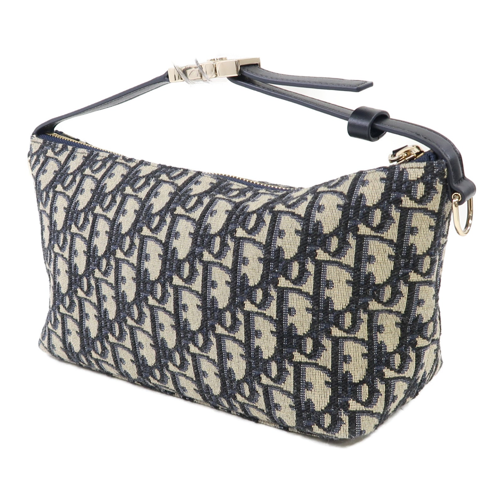 Dior 帆布Travel Nomad Pouch金扣手拿包藍色