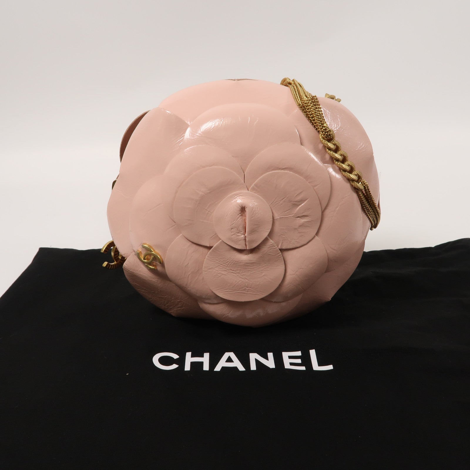 CHANEL 【激減優惠】牛皮皮革Camellia Evening金扣鏈帶肩背袋粉紅色