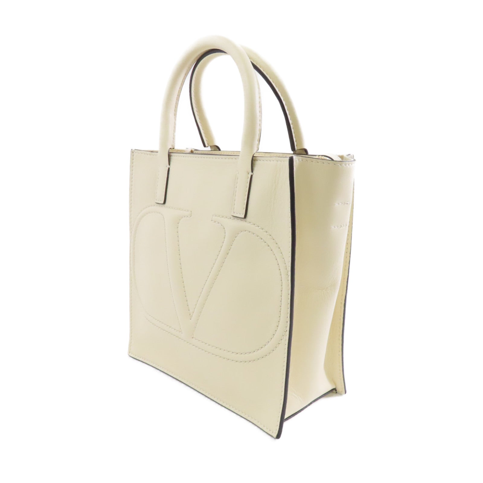 Valentino 牛皮皮革Shoulder Bag金扣手挽肩背兩用袋白色
