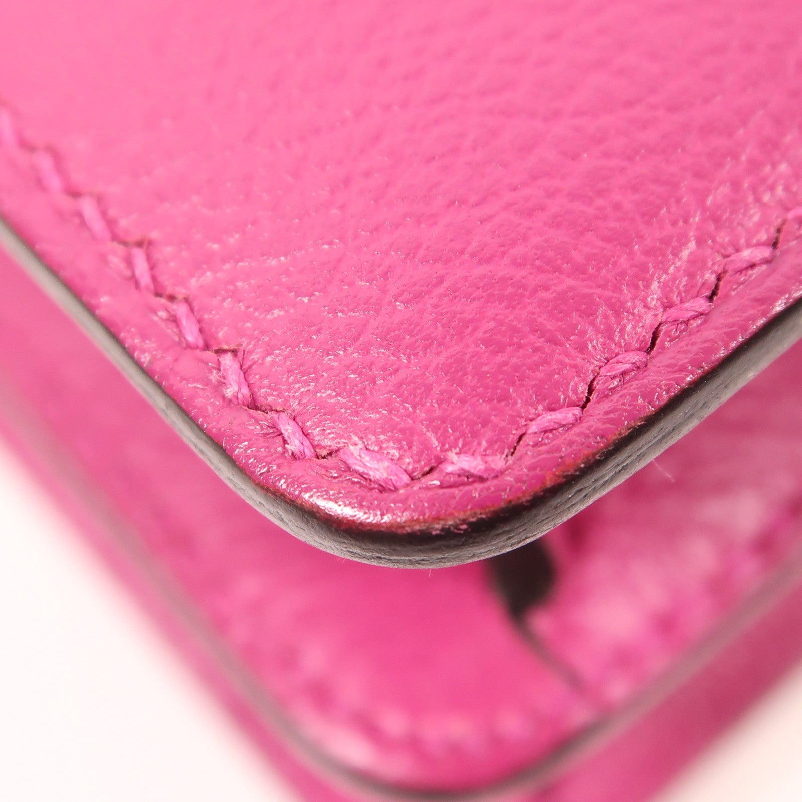 HERMES Evercolor皮革Roulis Mini銀扣肩背袋Rose Pourpre