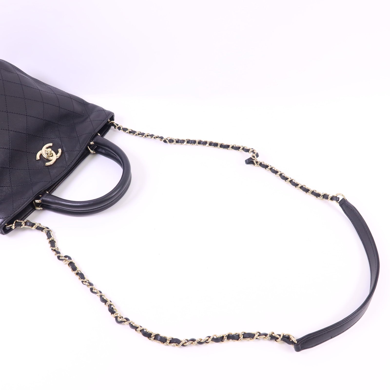 CHANEL 牛皮皮革2 Way Shoulder Bag金扣手挽肩背兩用袋