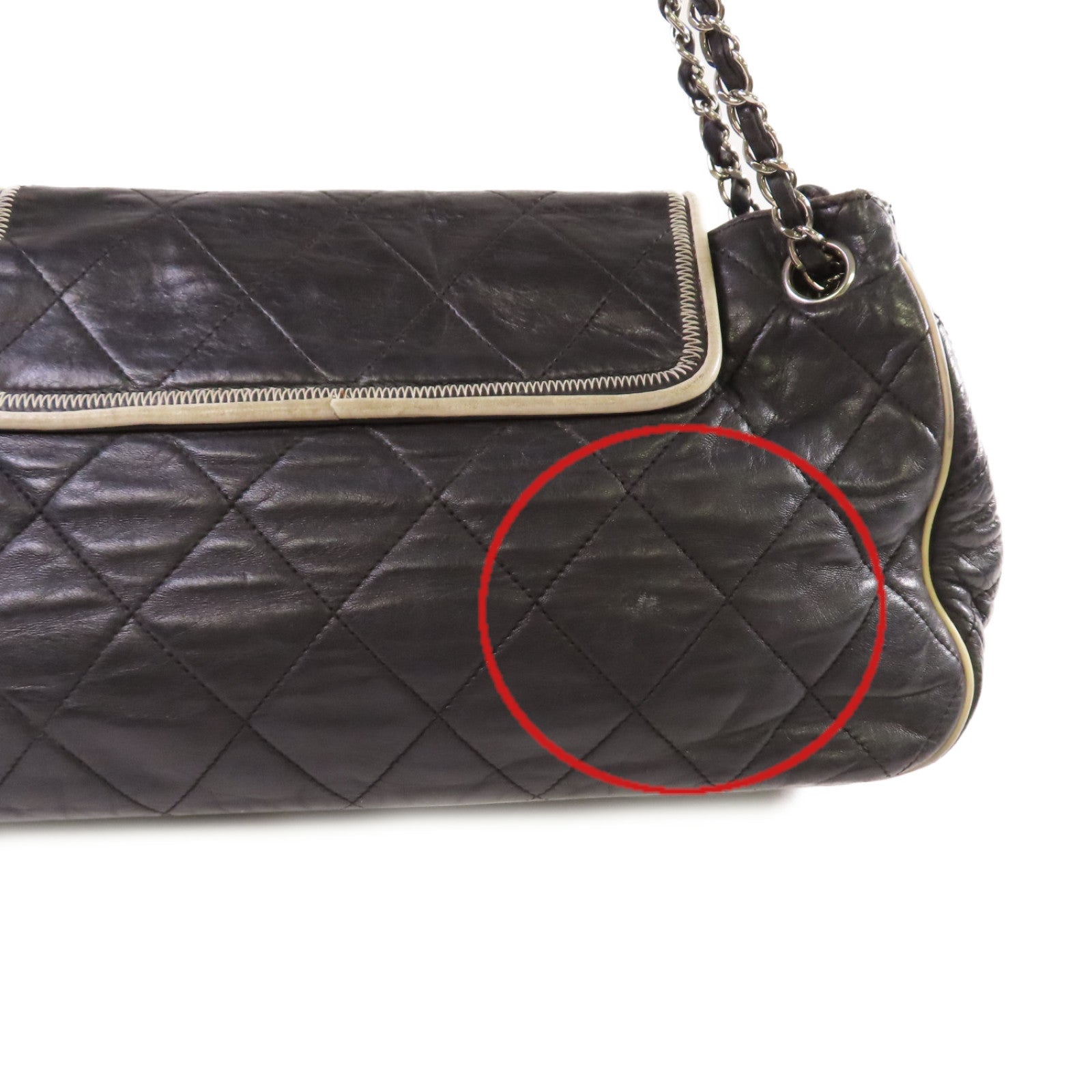CHANEL 【激減優惠】菱格牛皮皮革Chain Shoulder Bag銀扣鏈帶肩背袋黑色