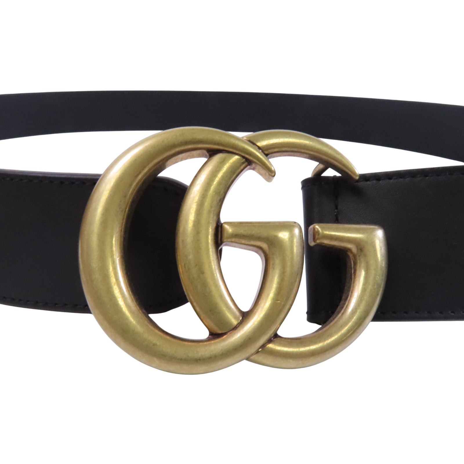 GUCCI 牛皮皮革GG Marmont Wide Belt金扣皮帶