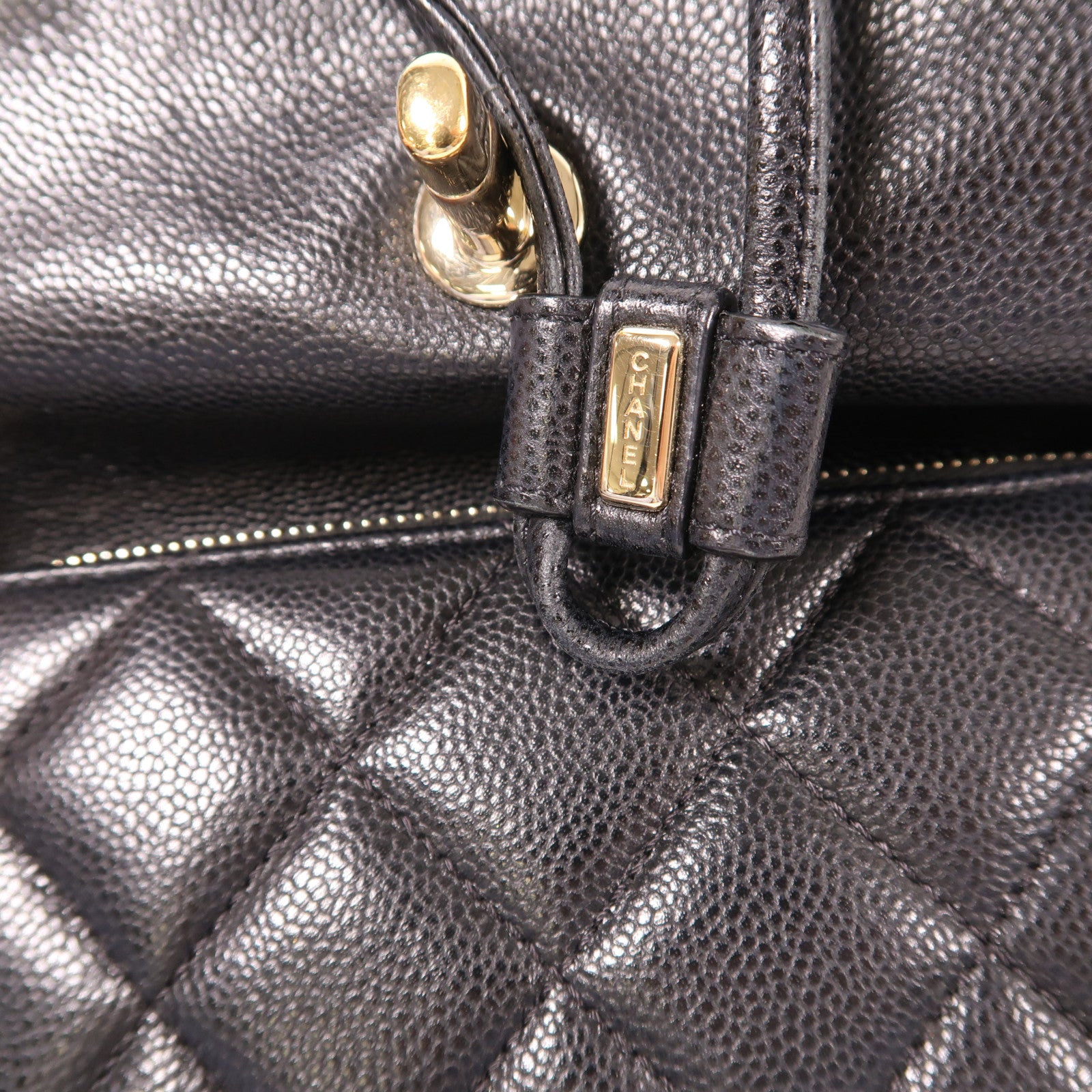 CHANEL 牛皮皮革Backpack金扣背包