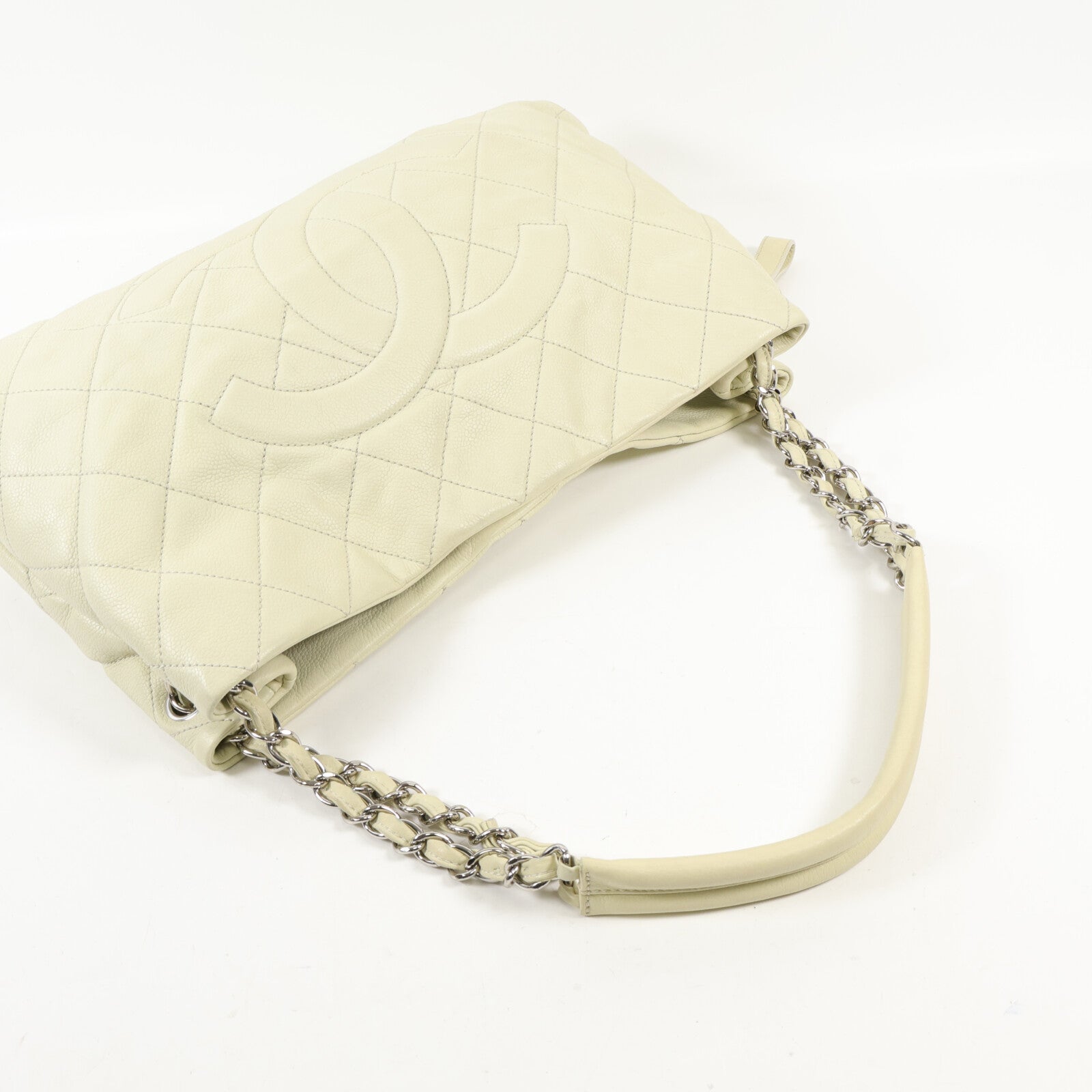 CHANEL 牛皮皮革Shoulder Bag銀扣鏈帶肩背袋