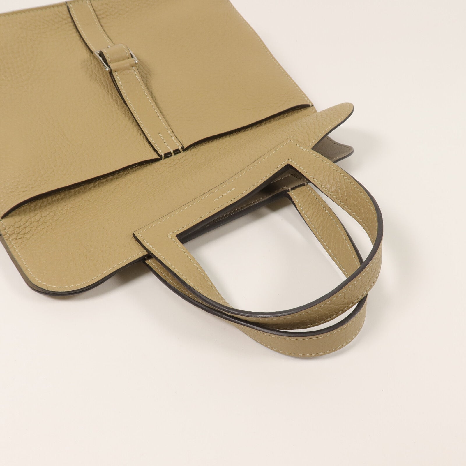 HERMES Clemence/Swift皮革Halzan 25手挽肩背兩用袋Trench/Etoupe
