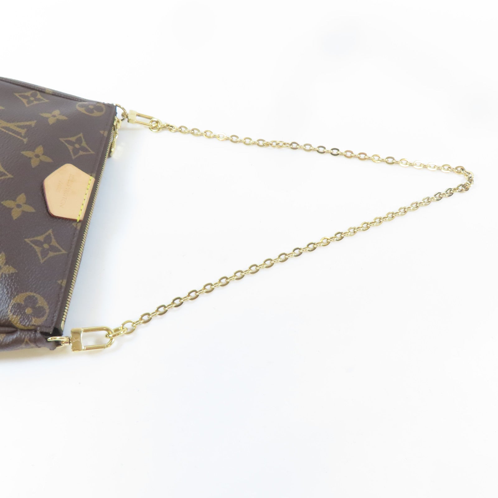 LOUIS VUITTON Monogram Multi Pochette Accessories金扣肩背袋綠色/啡色