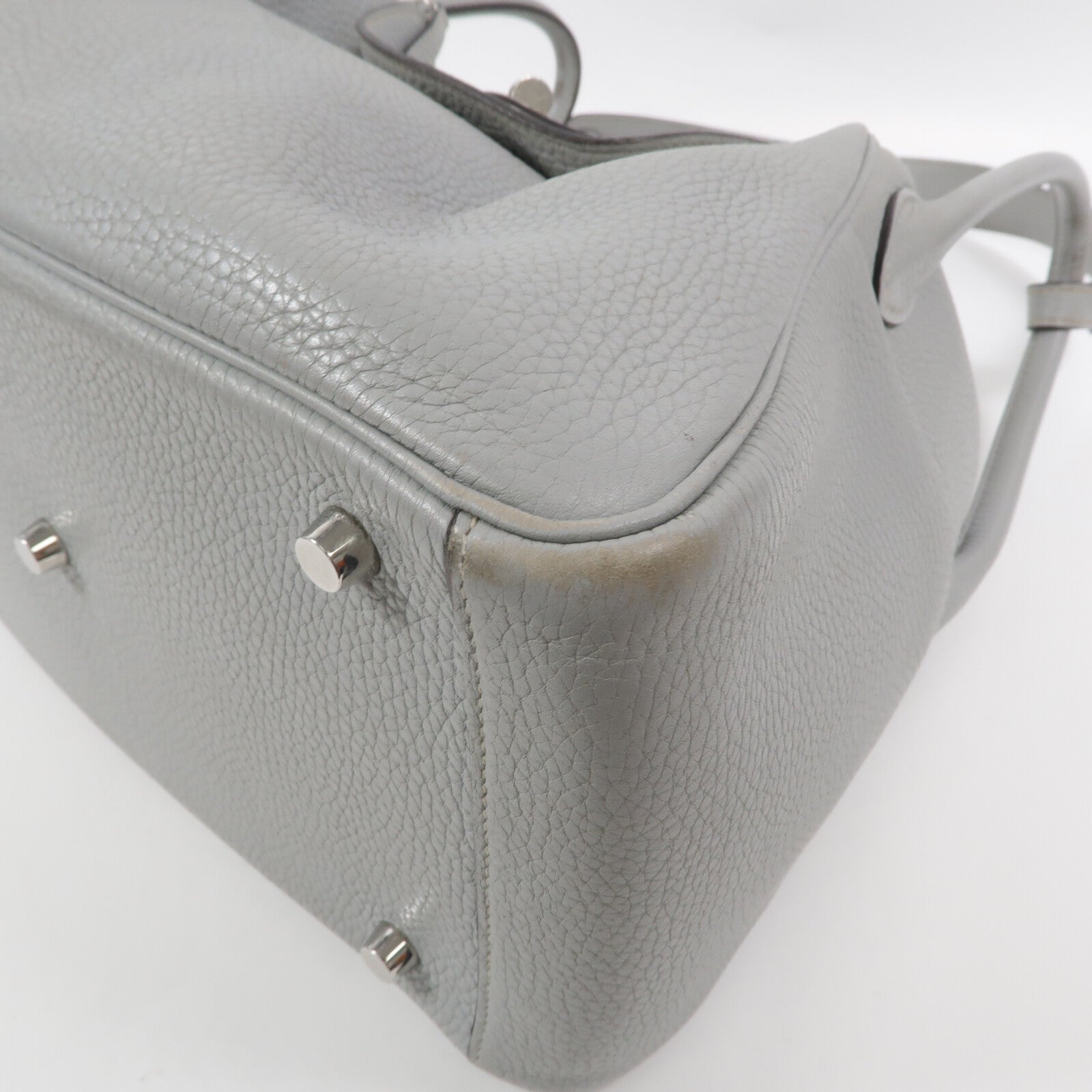 HERMES Clemence皮革Lindy 30手挽肩背兩用袋Bleu Pale