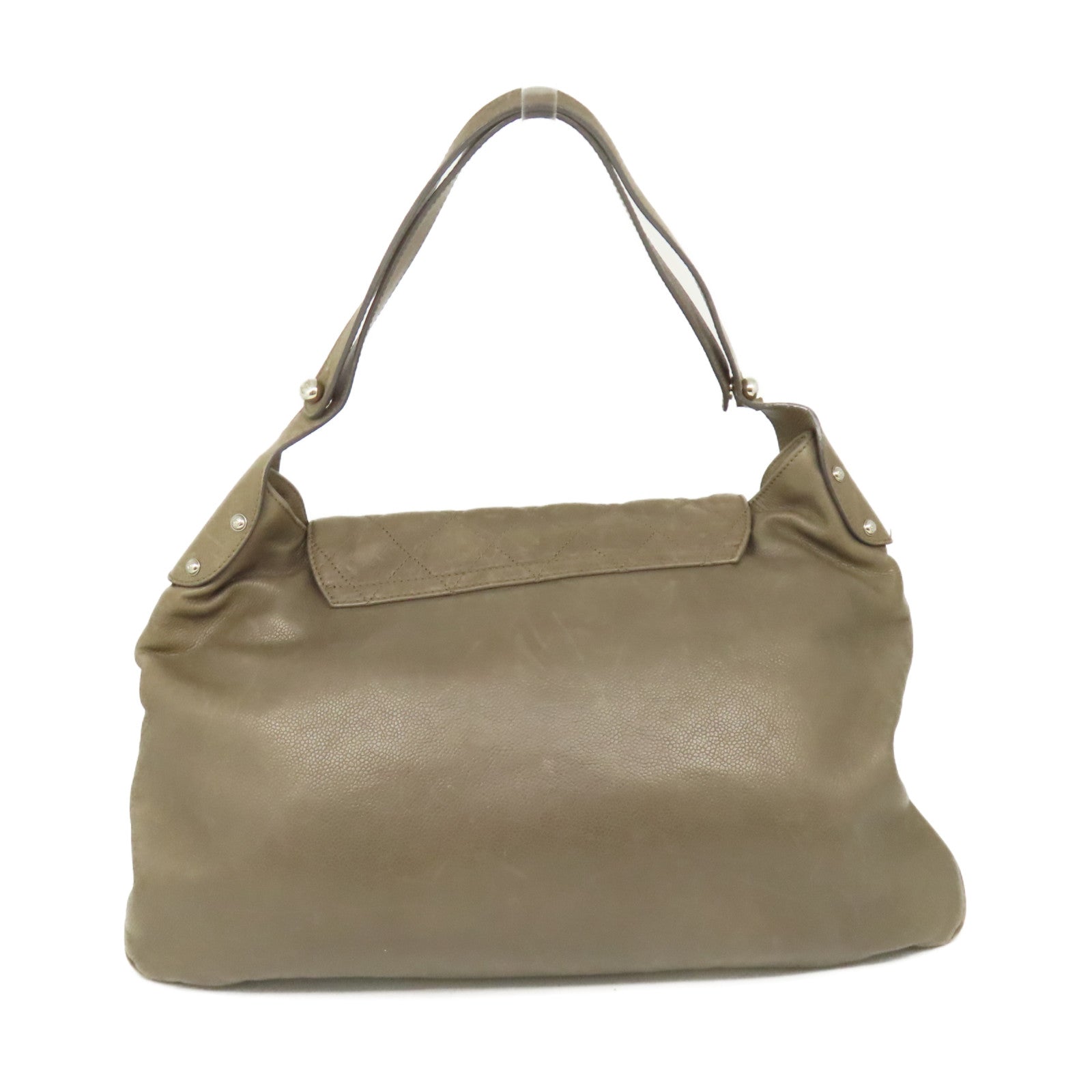 CHANEL 【激減優惠】菱格牛皮皮革Shoulder Bag銀扣肩背袋軍綠色