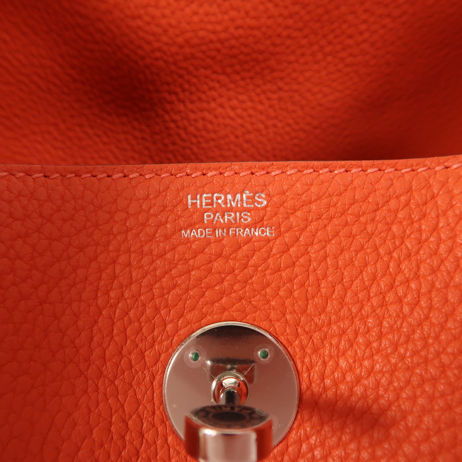 HERMES Clemence皮革Lindy 30銀扣手挽肩背兩用袋Rouge Pivoine