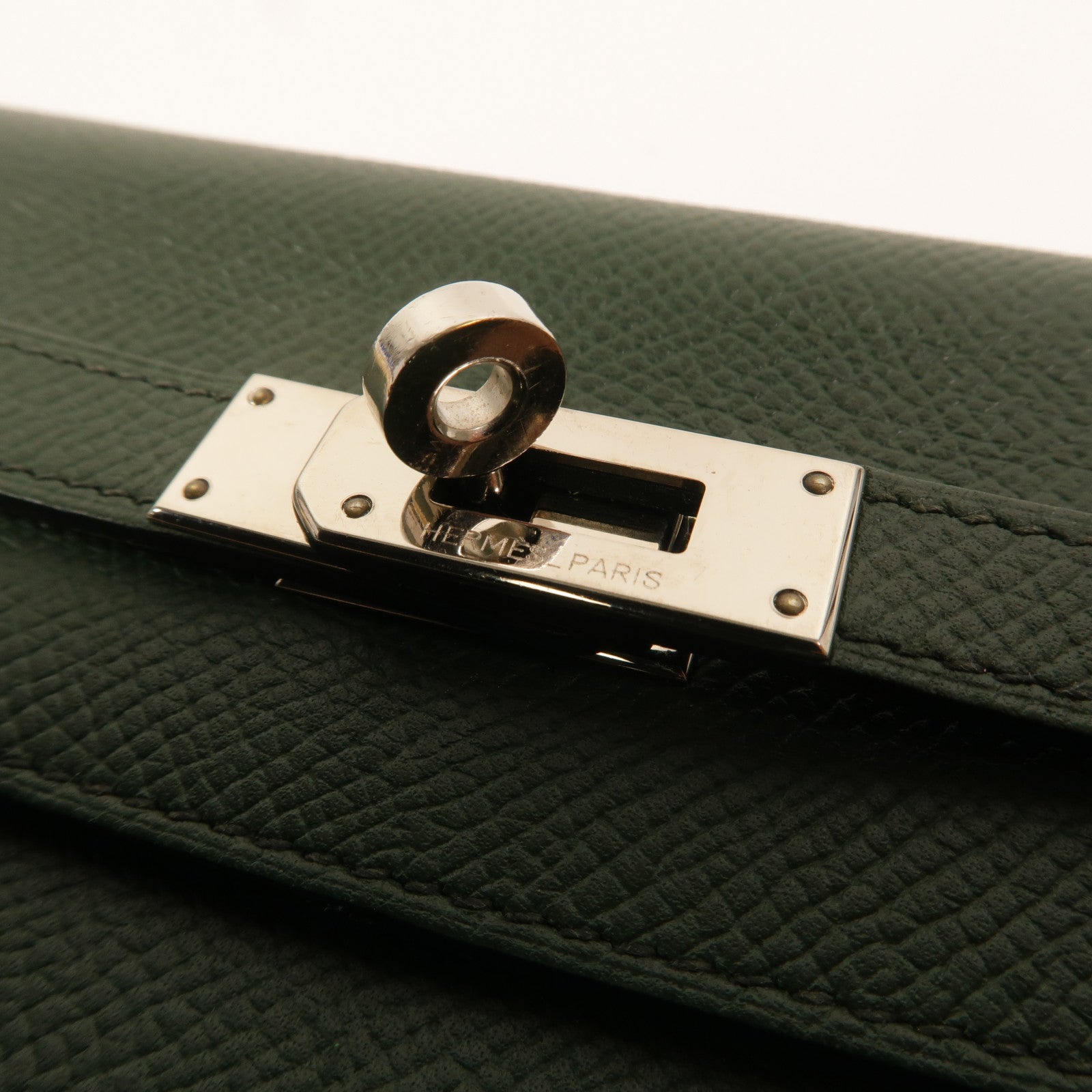 HERMES Epsom皮革Kelly Wallet長錢包Vert Anglais