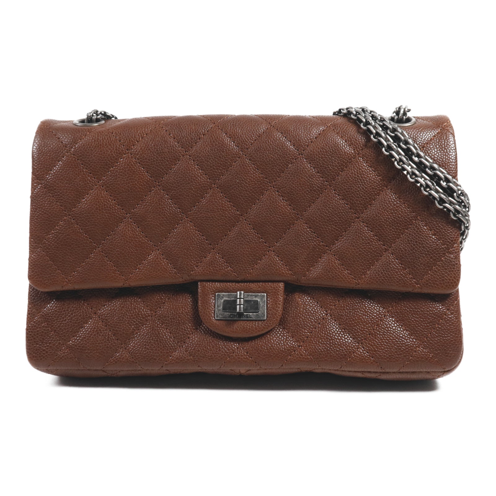 CHANEL 牛皮皮革2.55銀扣鏈帶肩背袋