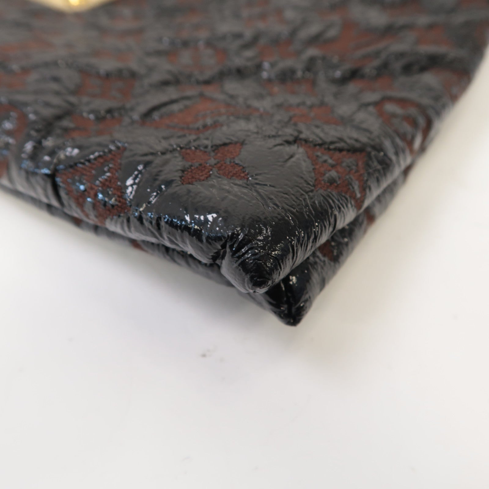 LOUIS VUITTON Monogram Envinil Squishy金扣肩背袋棕色/黑色