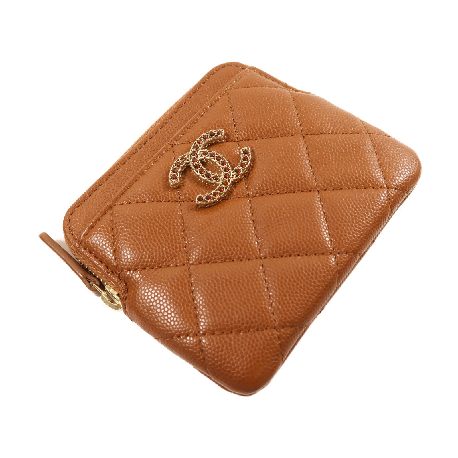 CHANEL 牛皮皮革C19 Wallet金扣錢包啡色