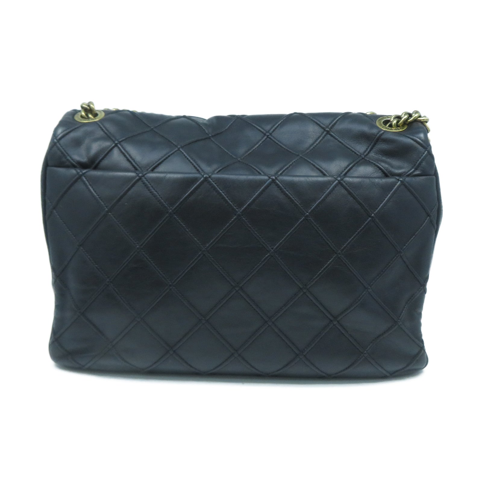 CHANEL 【激減優惠】菱格羊皮皮革Chain Shoulder金扣鏈帶肩背袋黑色