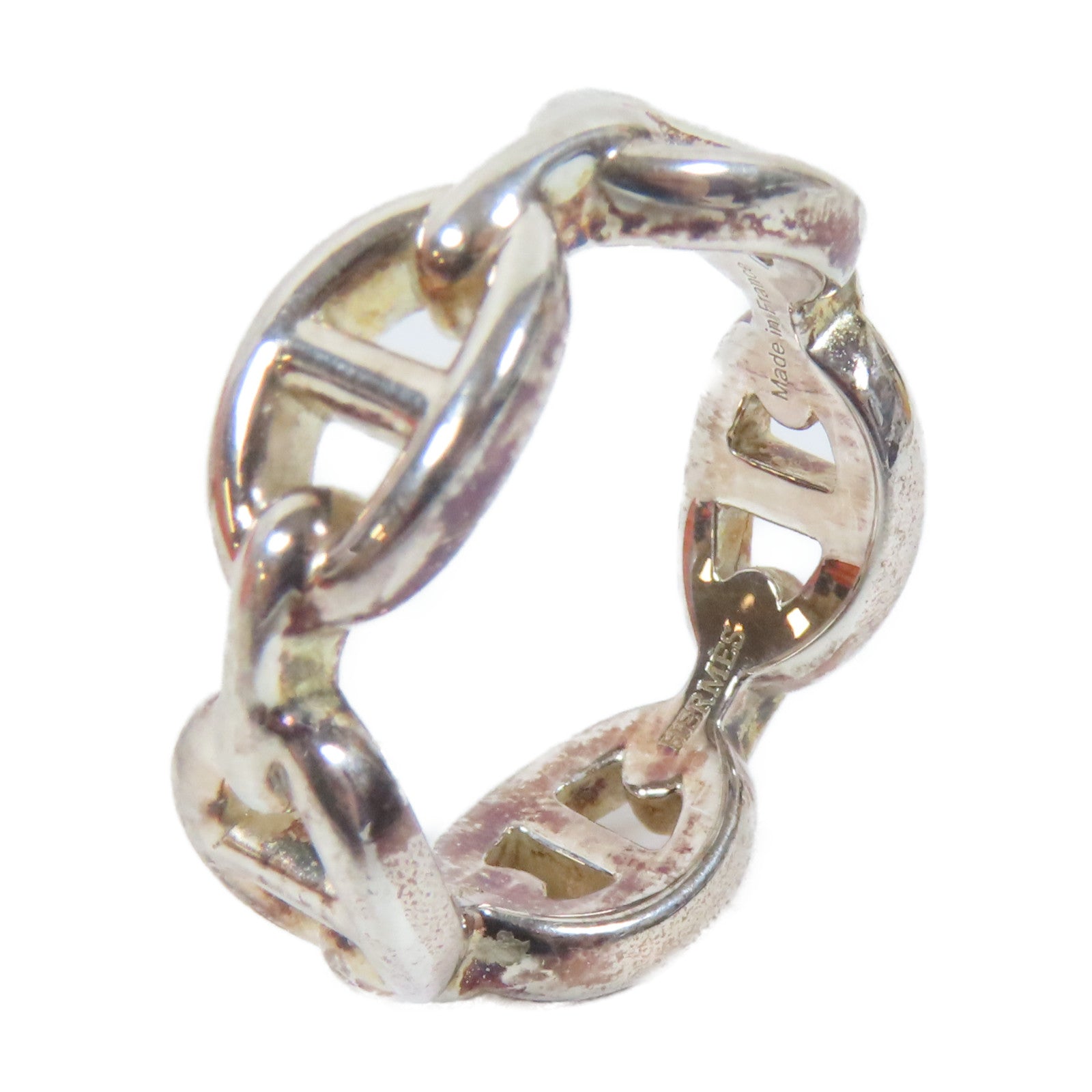 HERMES 925純銀Chaine D'Ancre Enchainee Ring戒指Hermes#54 US#6.5