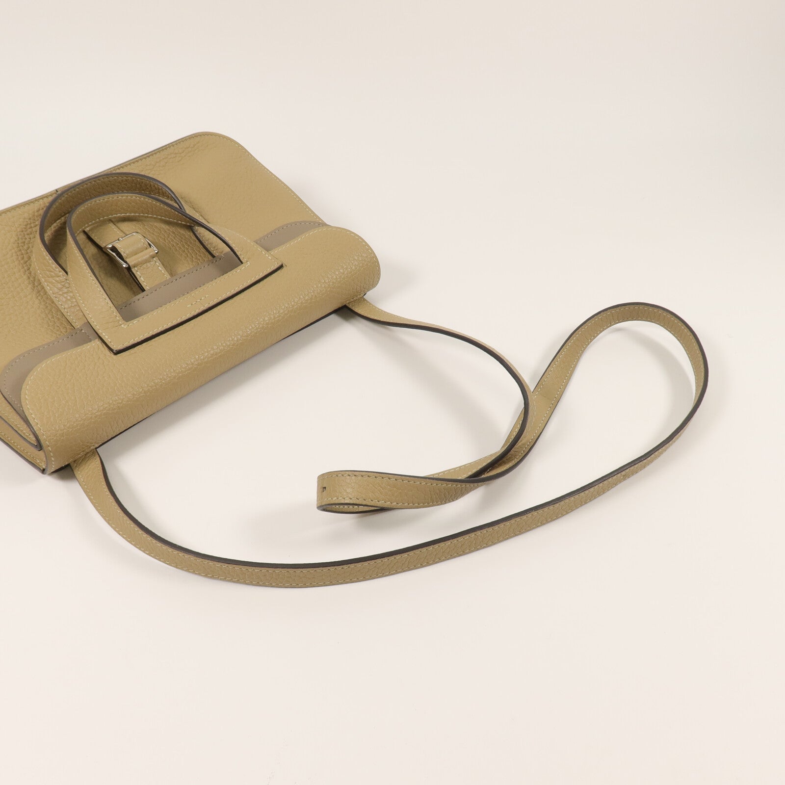 HERMES Clemence/Swift皮革Halzan 25手挽肩背兩用袋Trench/Etoupe