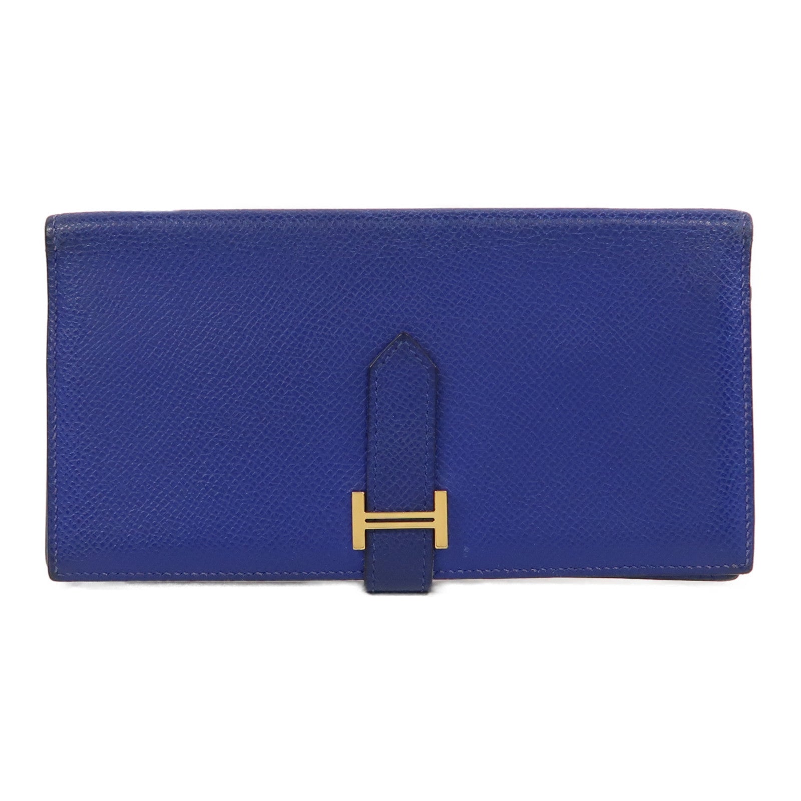 HERMES 【激減優惠】Epsom皮革Brean Long Wallet金扣長錢包電光藍色