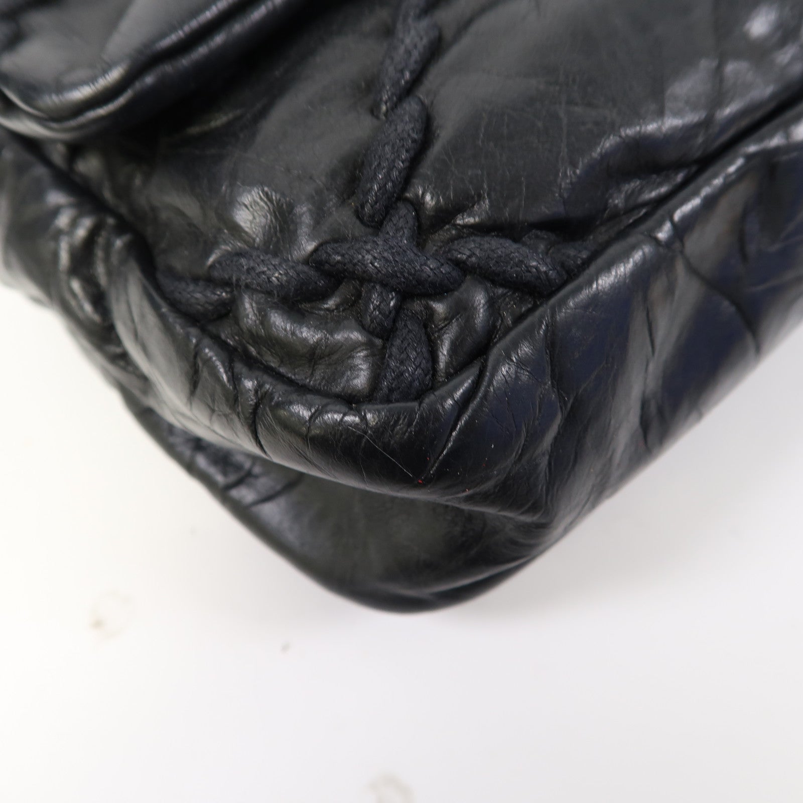 CHANEL 牛皮皮革Chain Shoulder Bag銀扣鏈帶肩背袋黑色