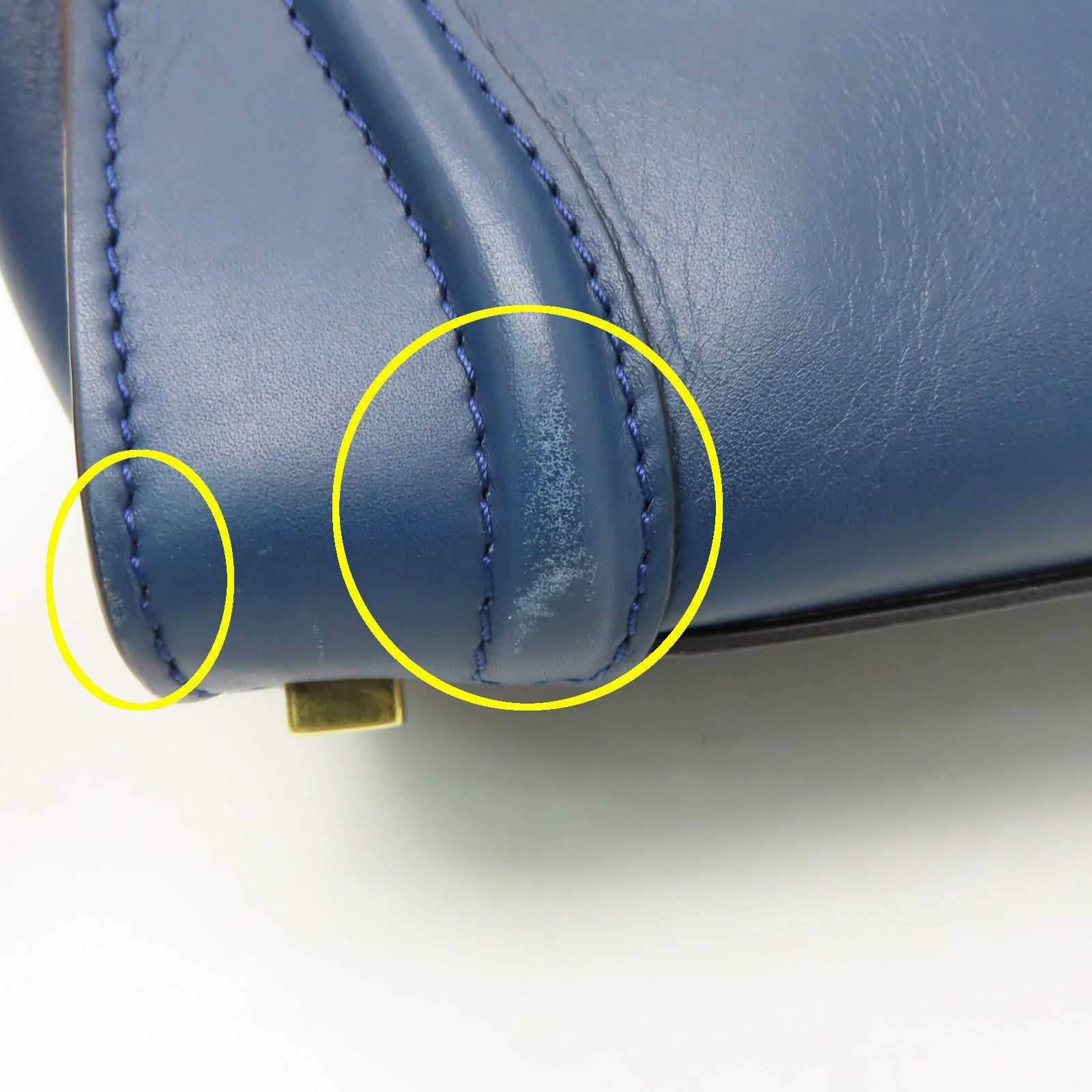 CELINE 【清倉大減價】牛皮皮革Micro Luggage金扣手挽袋藍色/黑色