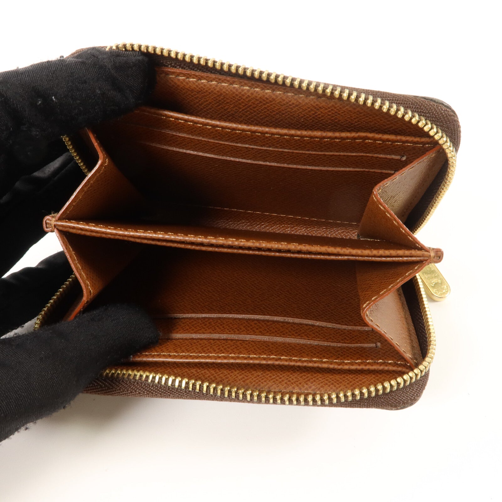 LOUIS VUITTON Monogram Zippy Coin Purse金扣零錢包棕色