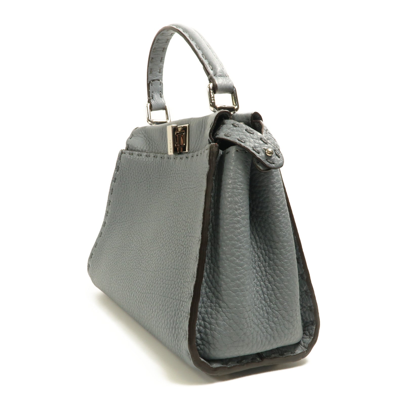 FENDI 牛皮皮革Peekaboo Mini銀扣手挽肩背兩用袋