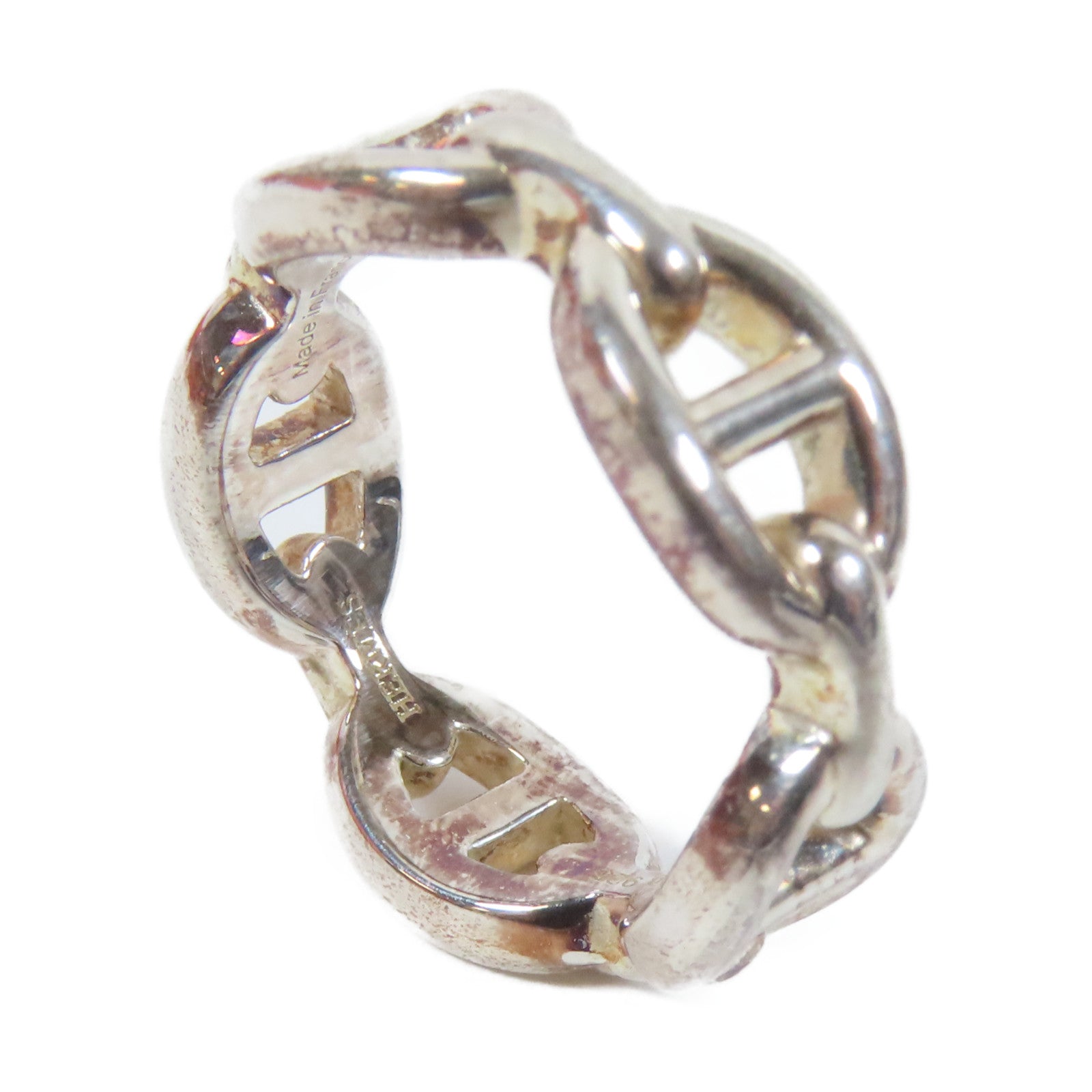HERMES 925純銀Chaine D'Ancre Enchainee Ring戒指Hermes#54 US#6.5