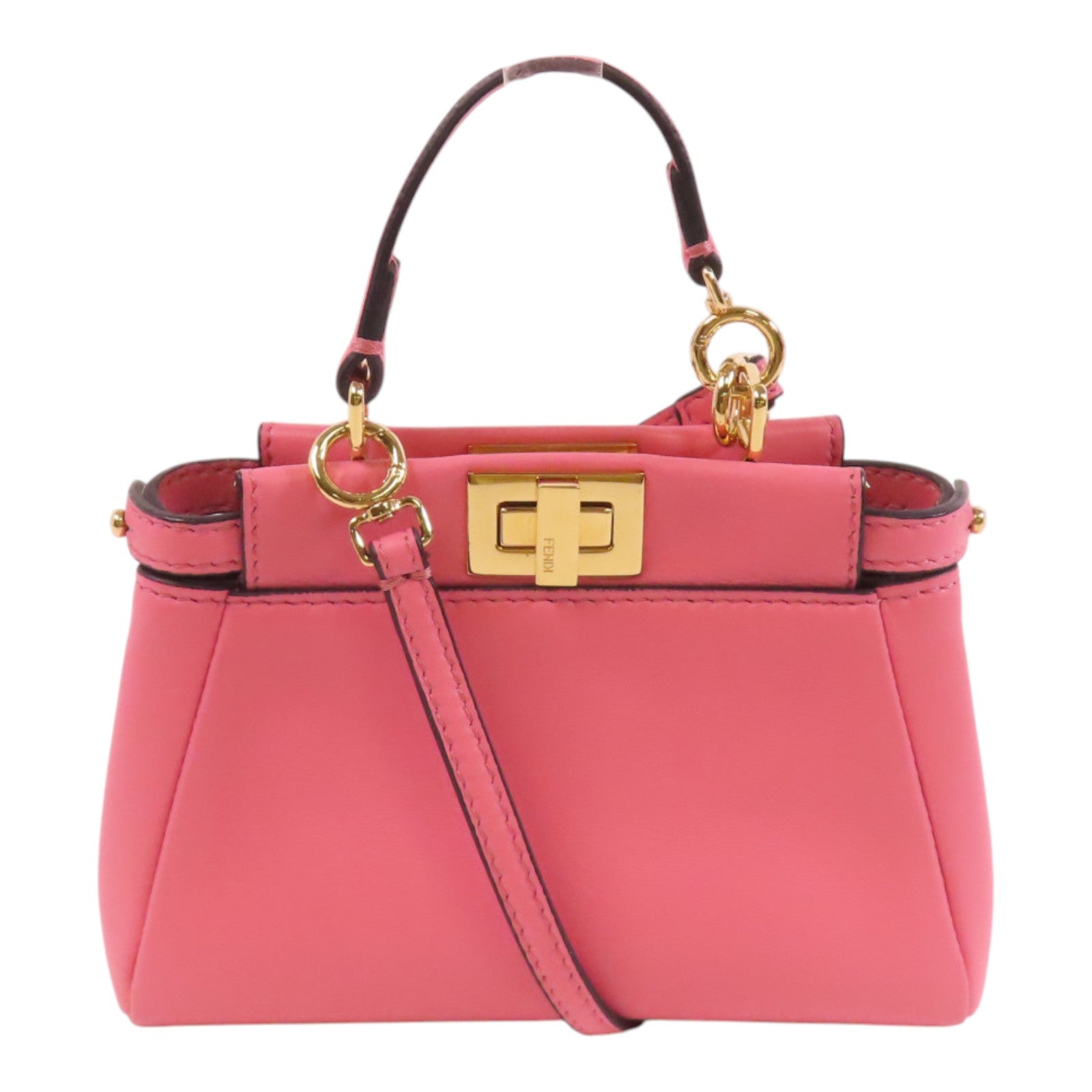 FENDI 【激減優惠】牛皮皮革Micro Peekaboo金扣肩背袋
