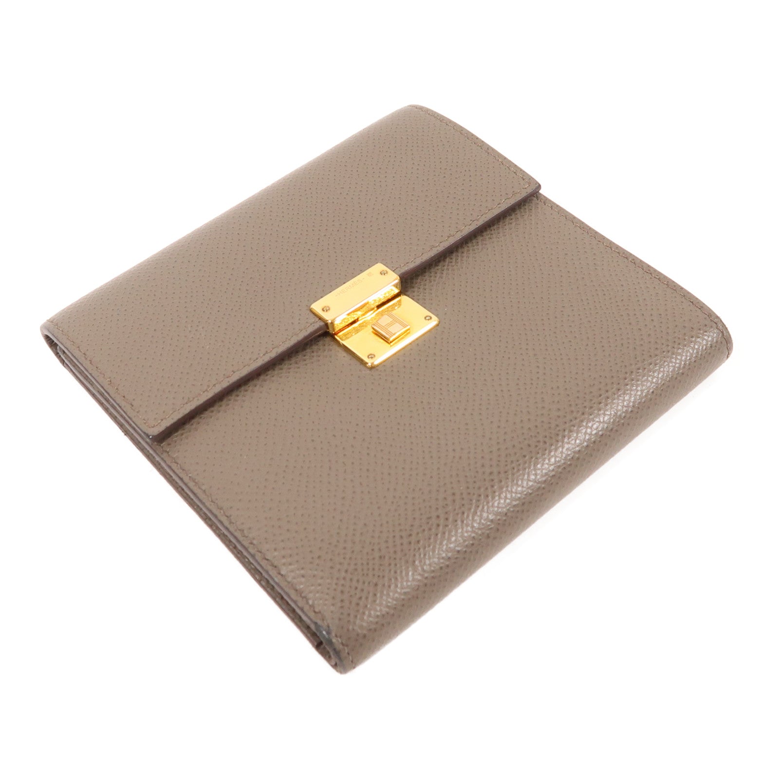 HERMES 【激減優惠】Epsom皮革Clic Wallet金扣錢包Etain