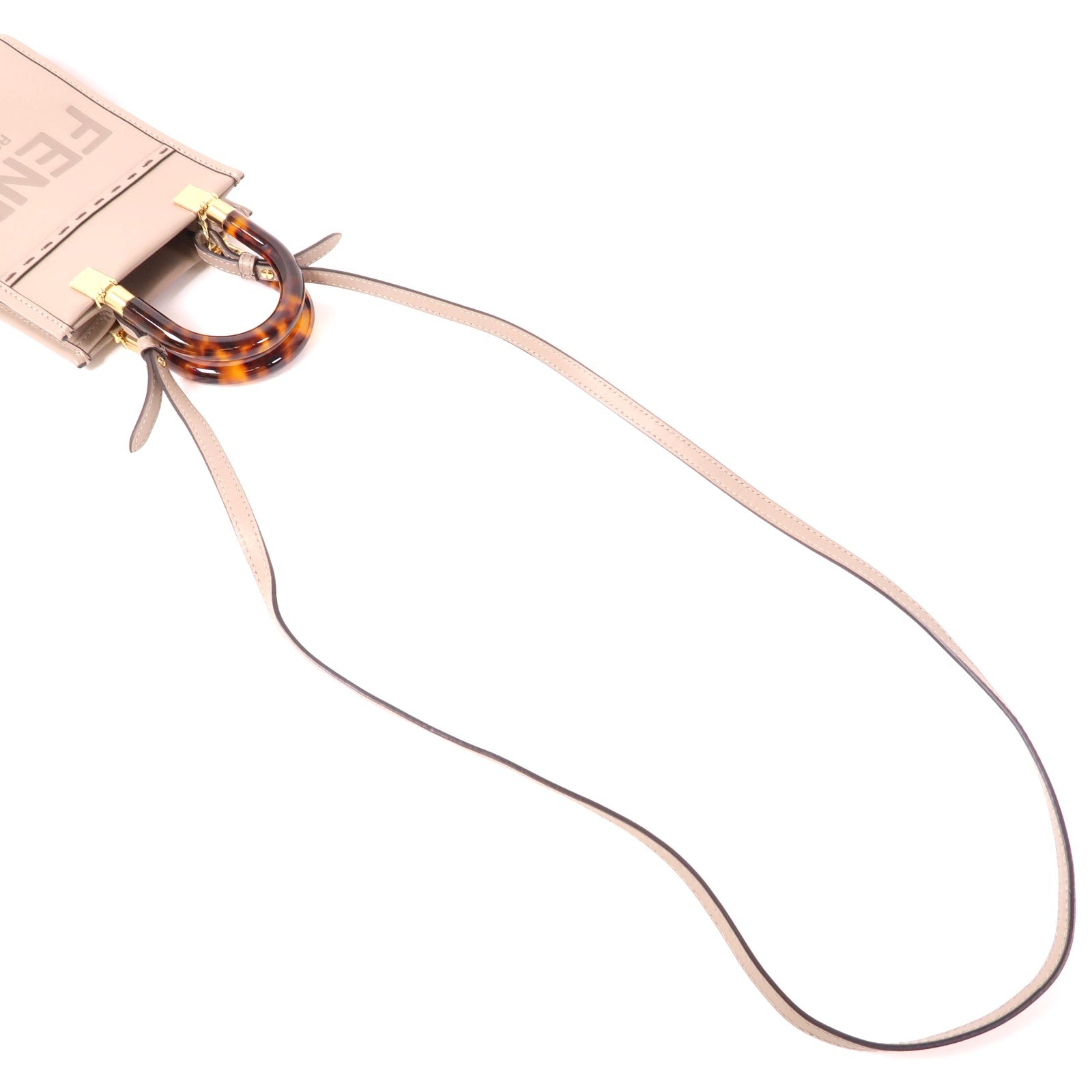 FENDI 牛皮皮革Mini Sunshine Shopper金扣手挽肩背兩用袋