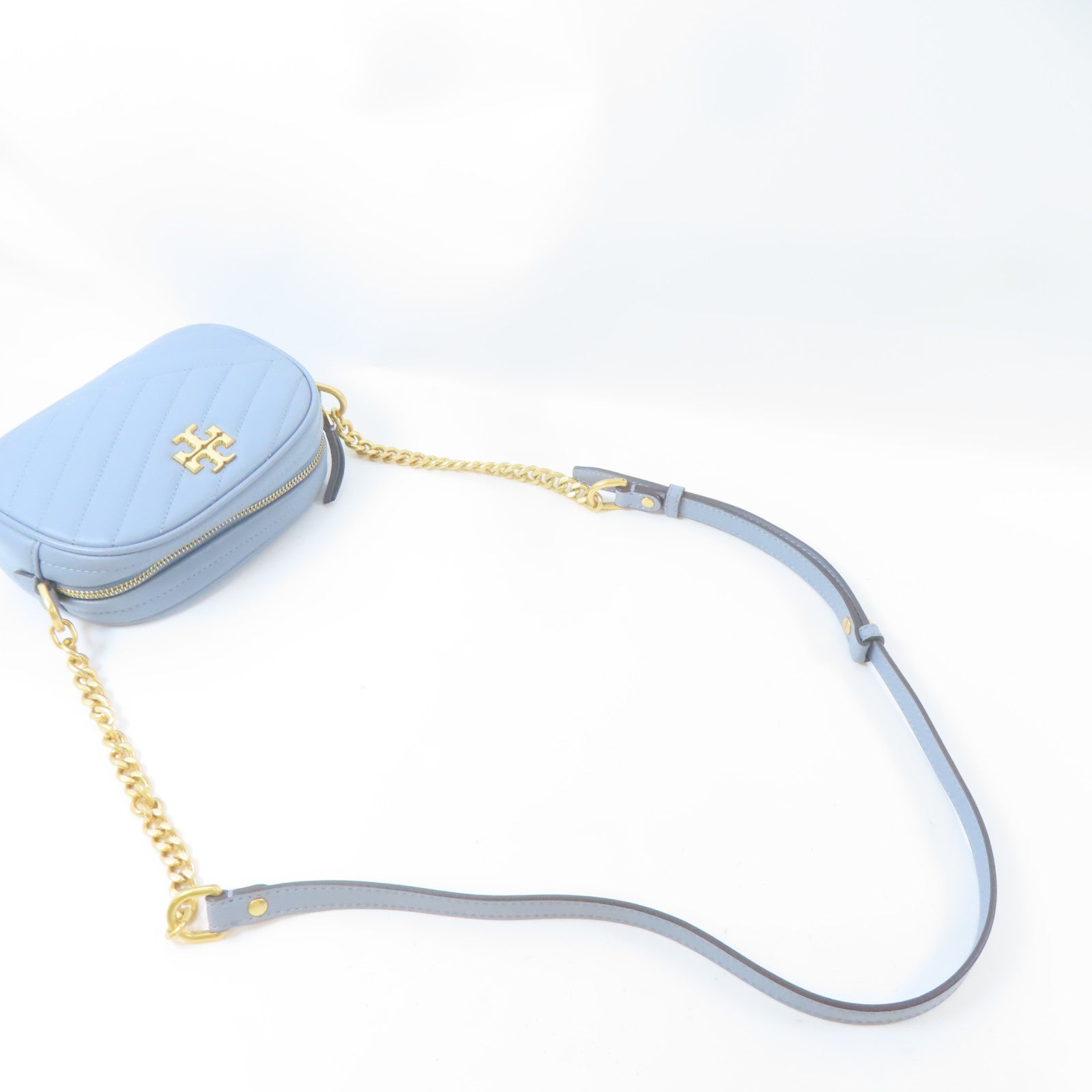 Tory Burch 牛皮皮革Shoulder Bag金扣肩背袋淺藍色