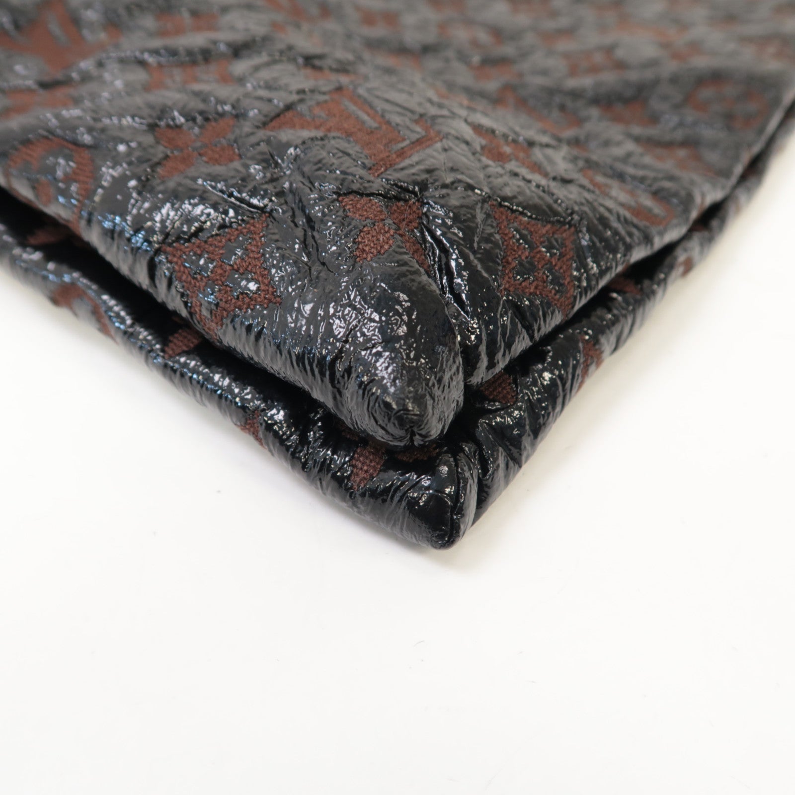 LOUIS VUITTON Monogram Envinil Squishy金扣肩背袋棕色/黑色