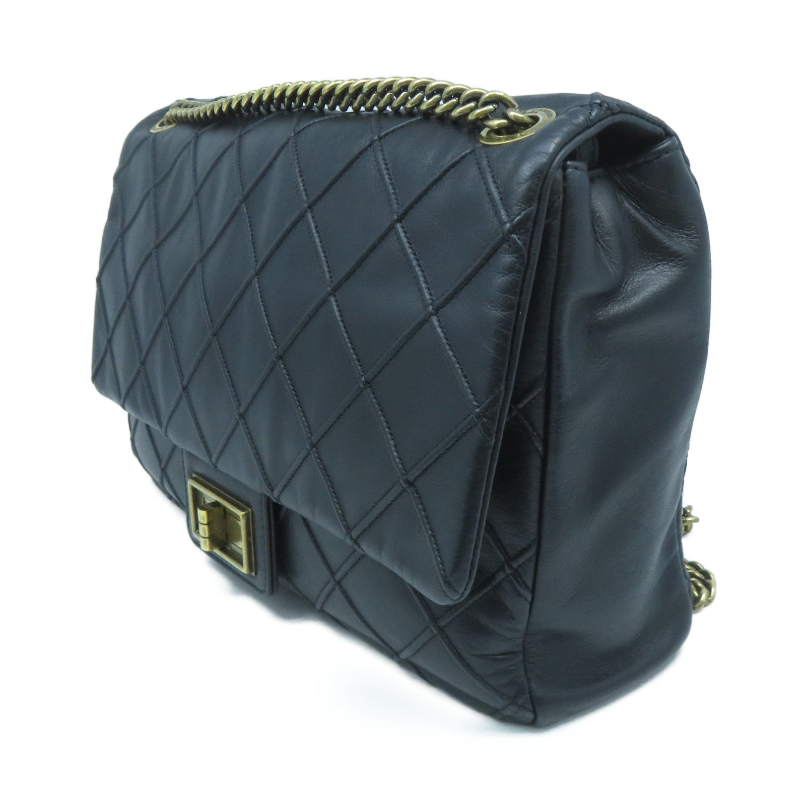 CHANEL 【激減優惠】菱格羊皮皮革Chain Shoulder金扣鏈帶肩背袋黑色