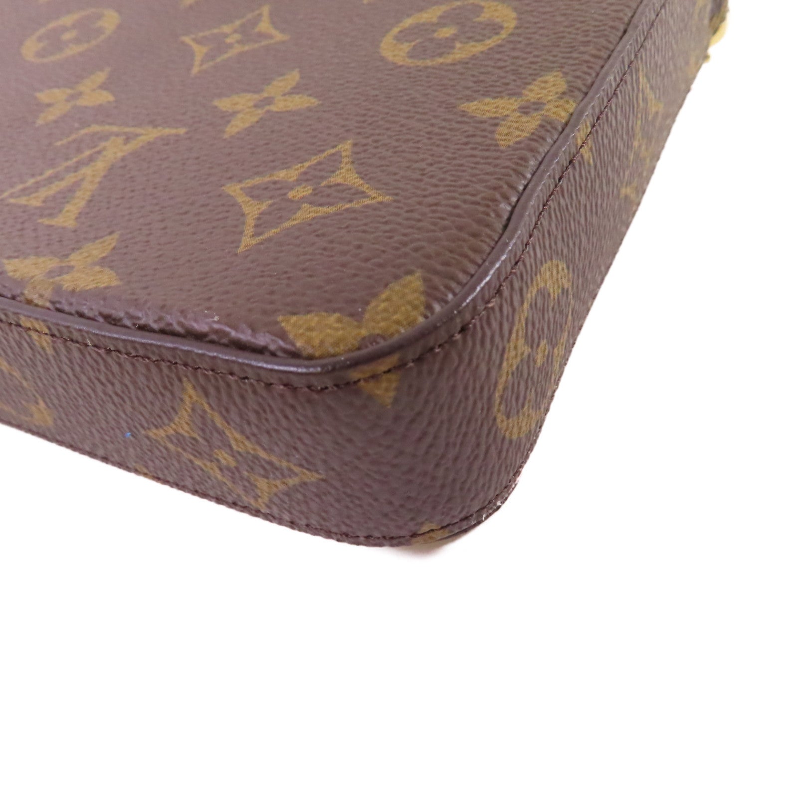 LOUIS VUITTON Monogram Felicie Pochette Shoulder Bag金扣鏈帶肩背袋啡色