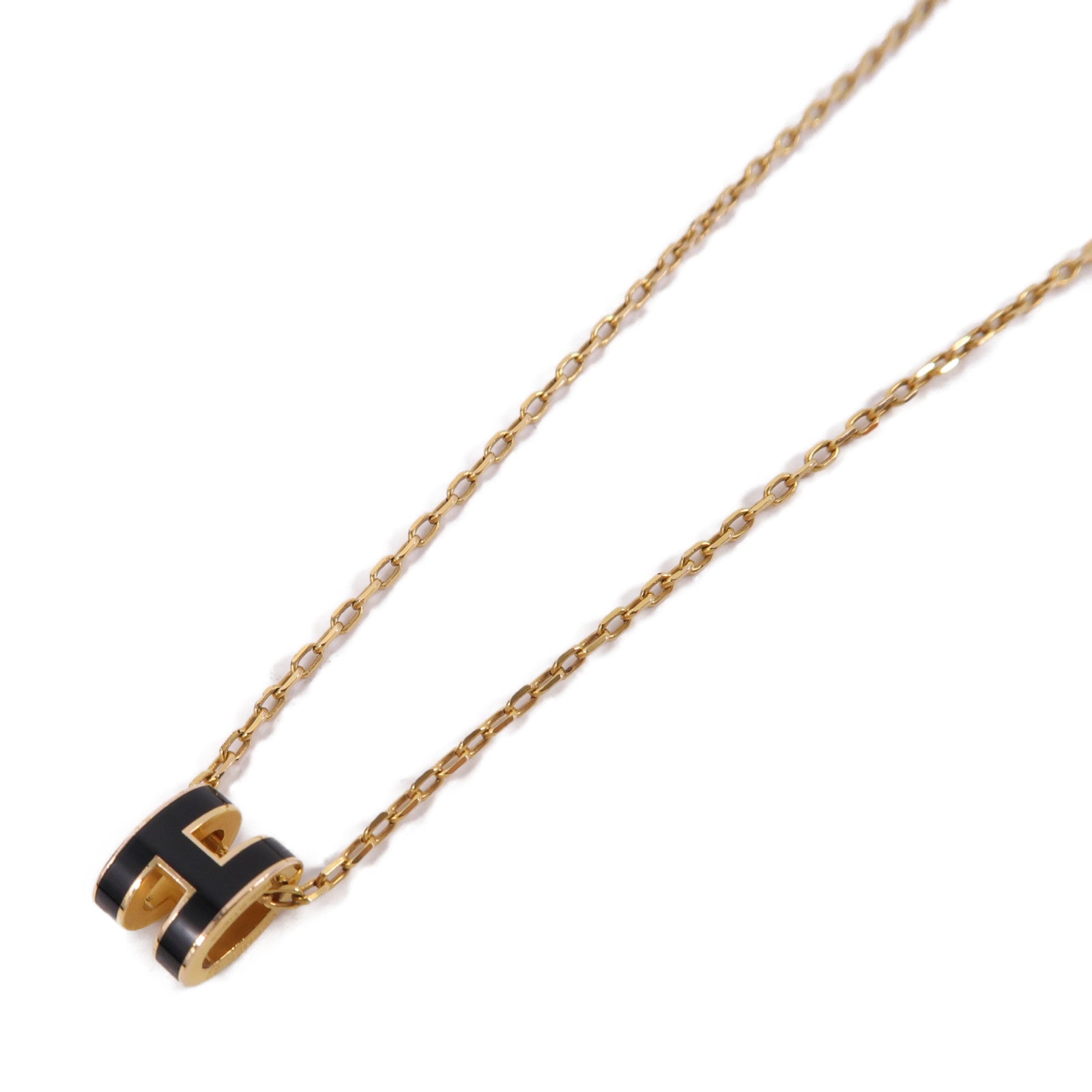HERMES 金屬Mini Pop H Necklace金扣項鍊黑色/金色