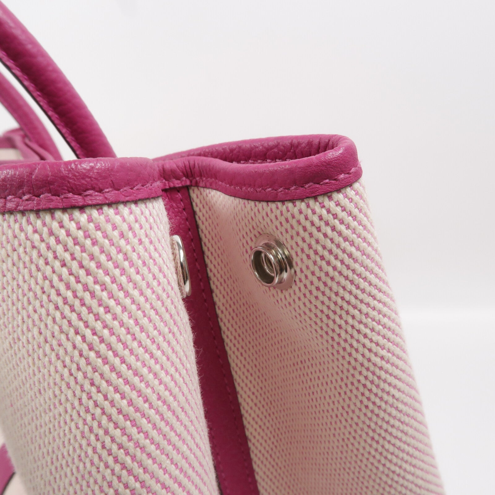 HERMES 帆布Garden Party PM手挽袋Rose Pourpre