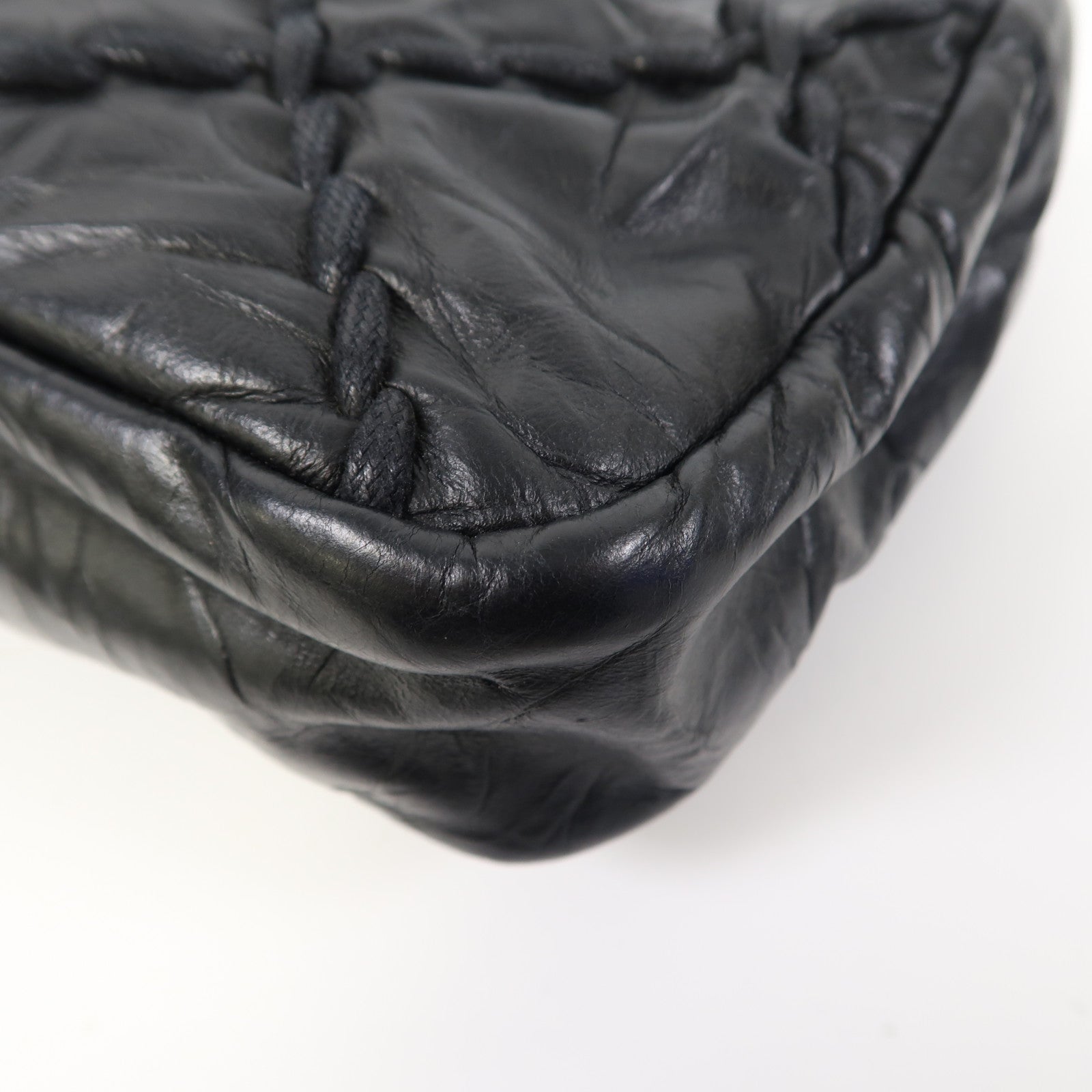 CHANEL 牛皮皮革Chain Shoulder Bag銀扣鏈帶肩背袋黑色