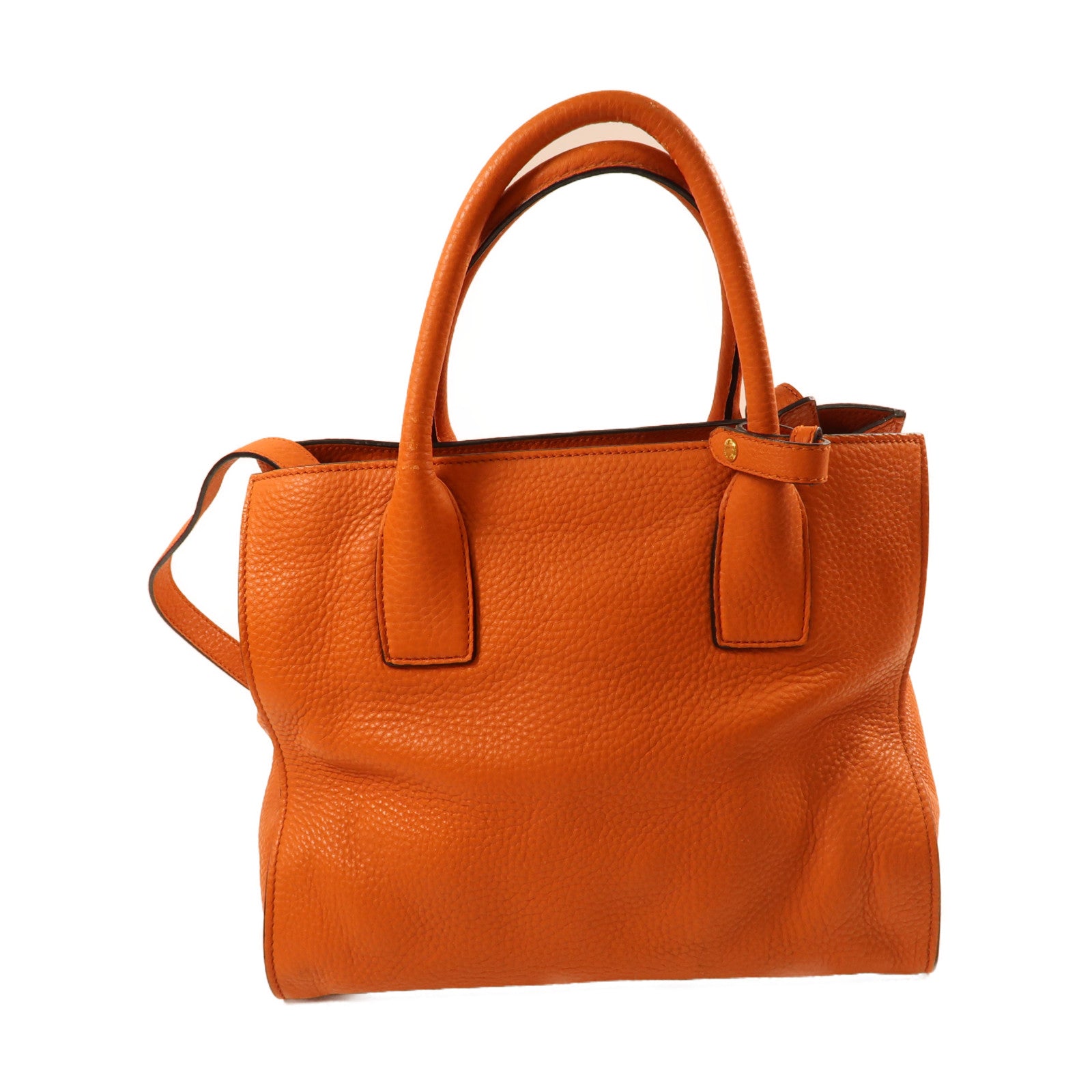 PRADA 牛皮皮革2 Way Shoulder金扣手挽肩背兩用袋橙色