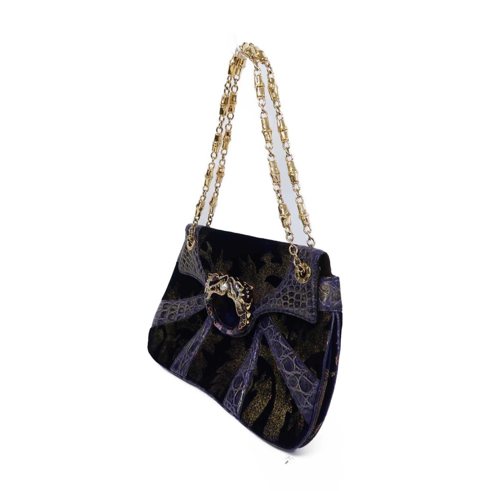 GUCCI 【激減優惠】皮革Chain Shoulder金扣鏈帶肩背袋藍色