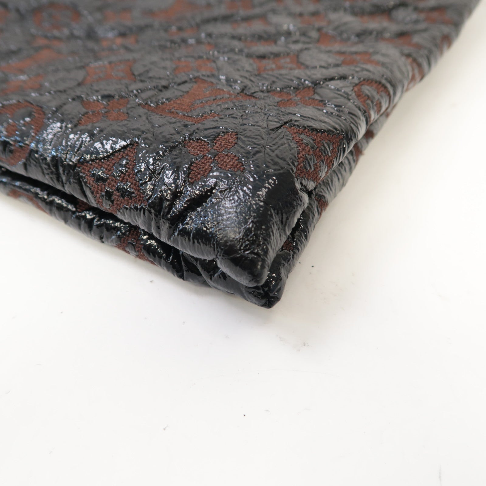 LOUIS VUITTON Monogram Envinil Squishy金扣肩背袋棕色/黑色