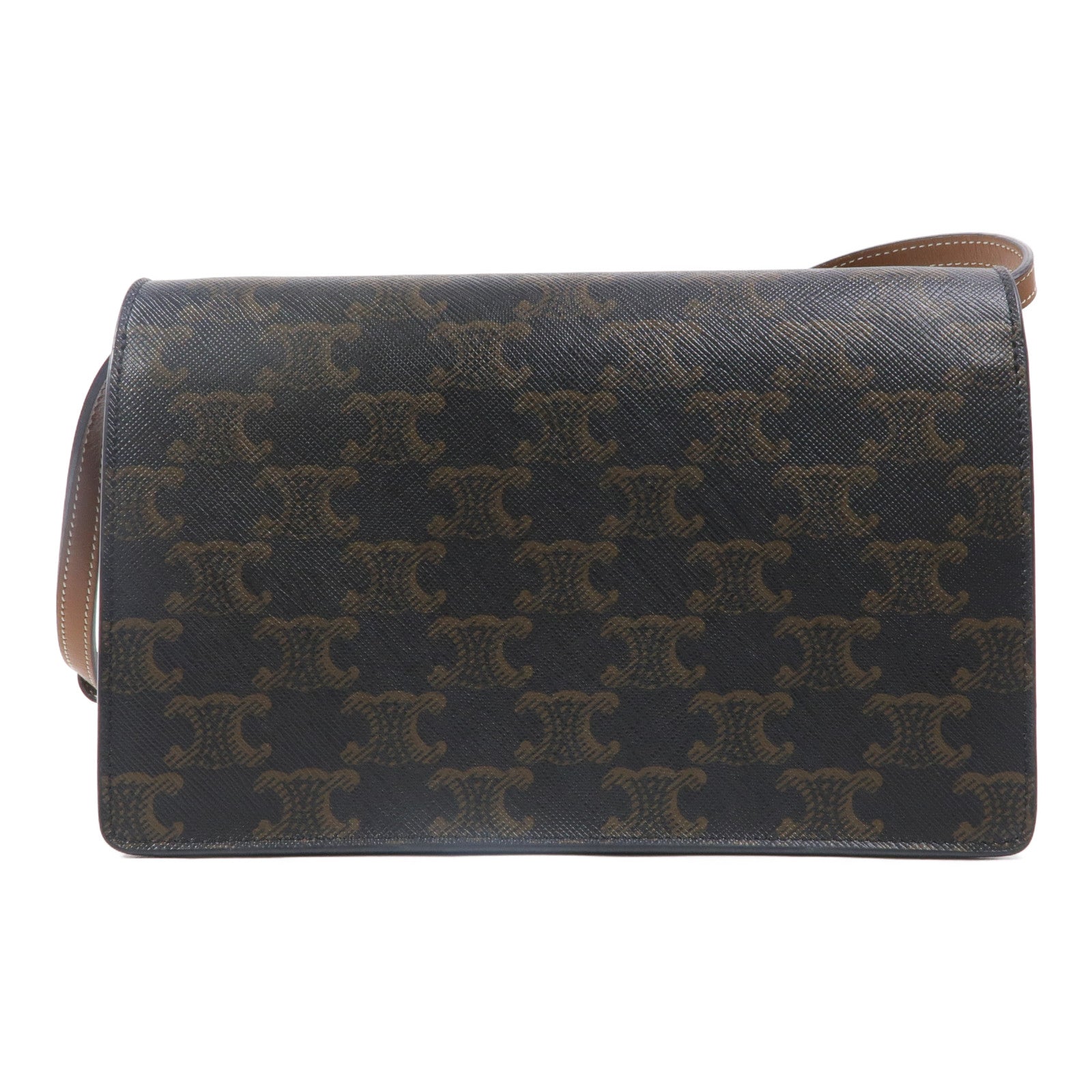 CELINE 塗層帆布Triomphe Wallet On Strap肩背袋